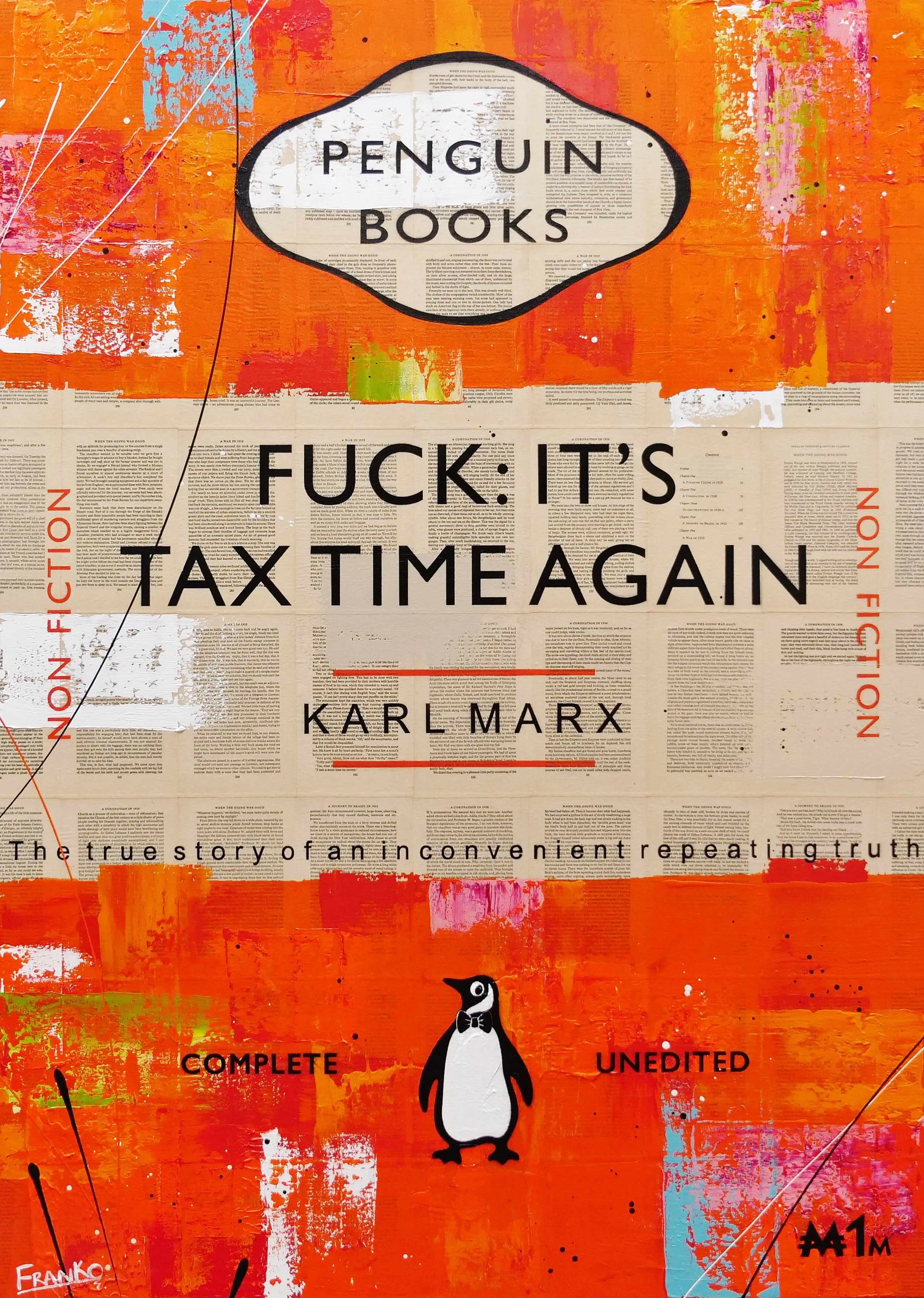 Taxation 140cm x 100cm Tax Time Urban Pop Book Club Painting (SOLD)