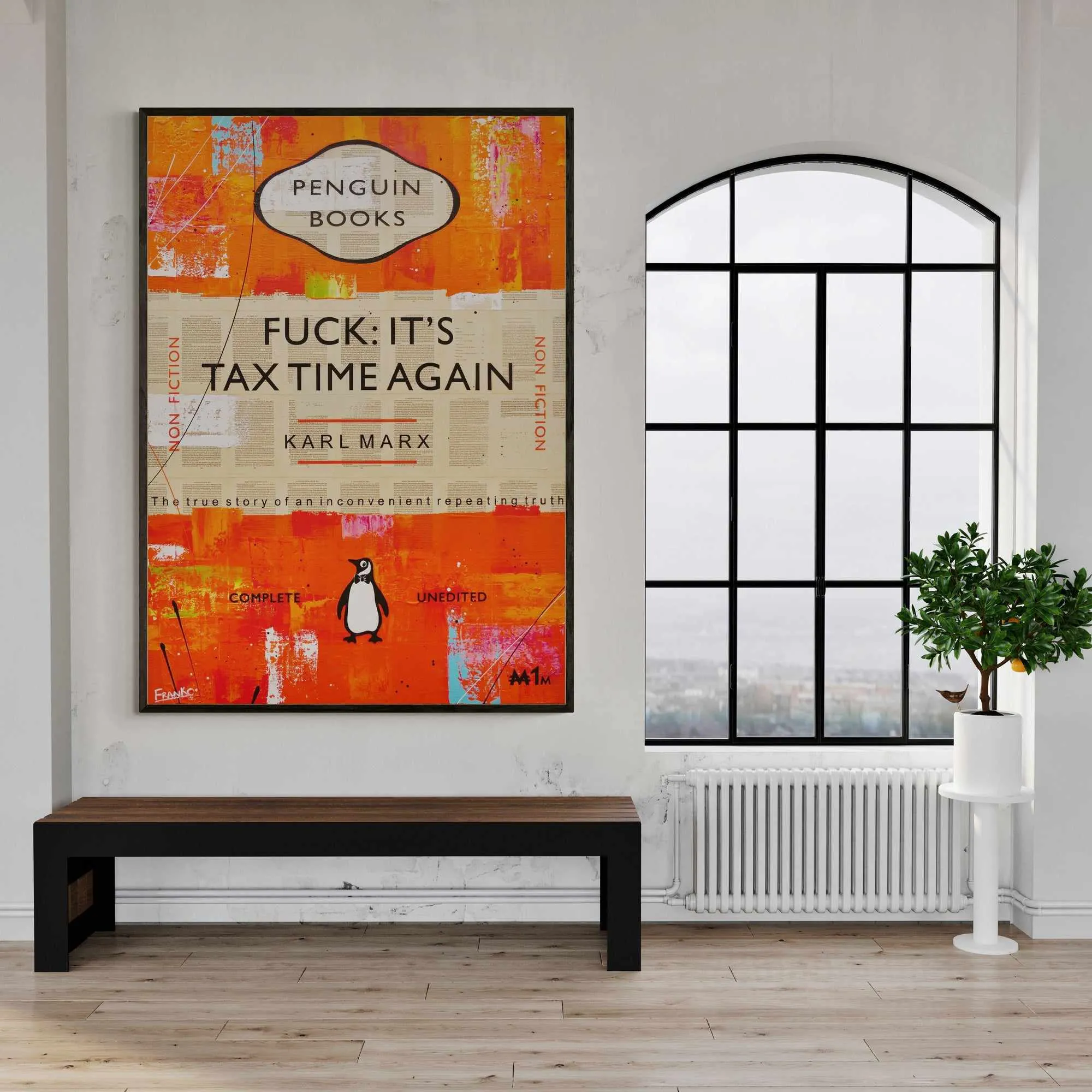 Taxation 140cm x 100cm Tax Time Urban Pop Book Club Painting (SOLD)