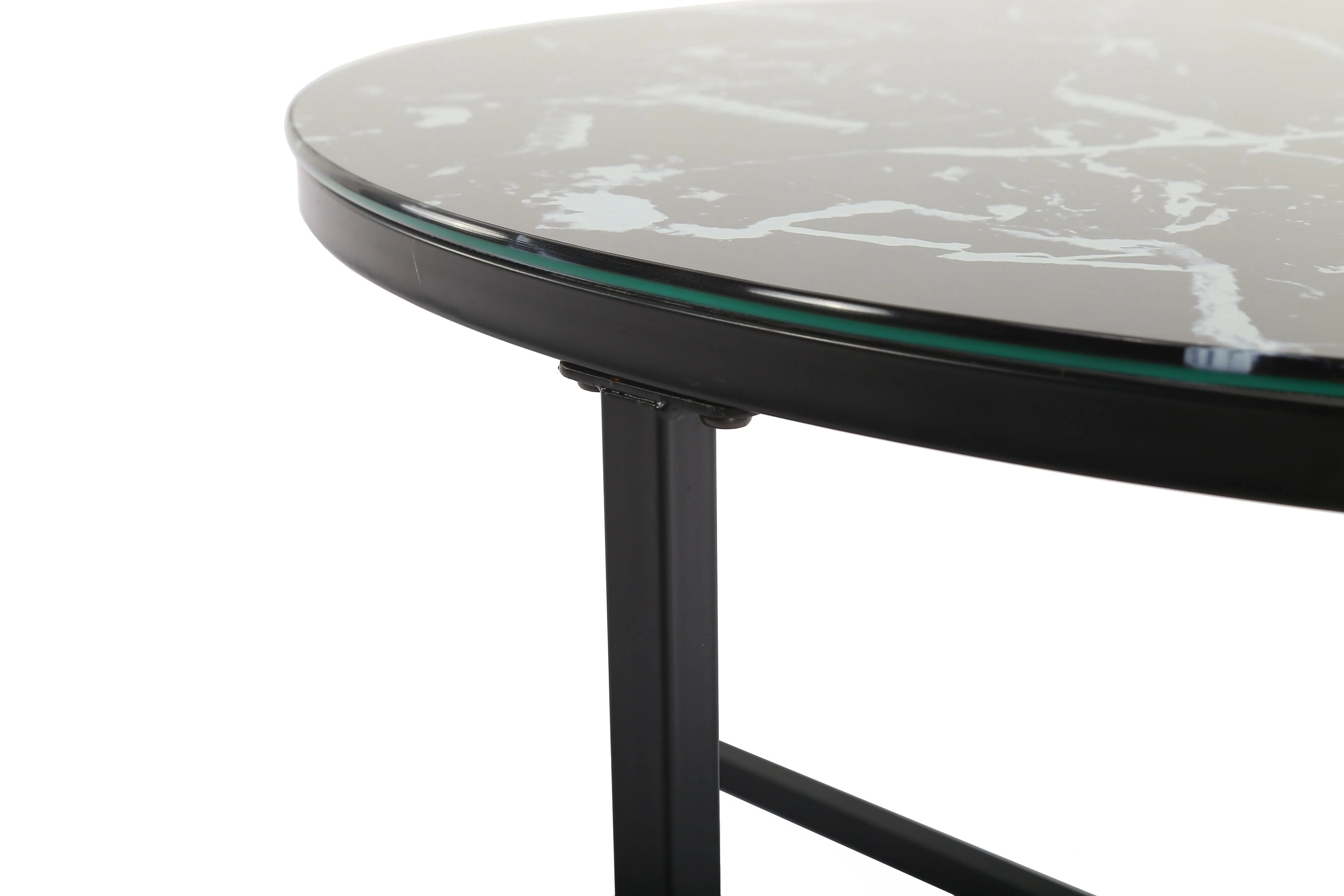 TFC&H Co. Black Marble Cross Legs Glass Coffee Table- Ships from The US