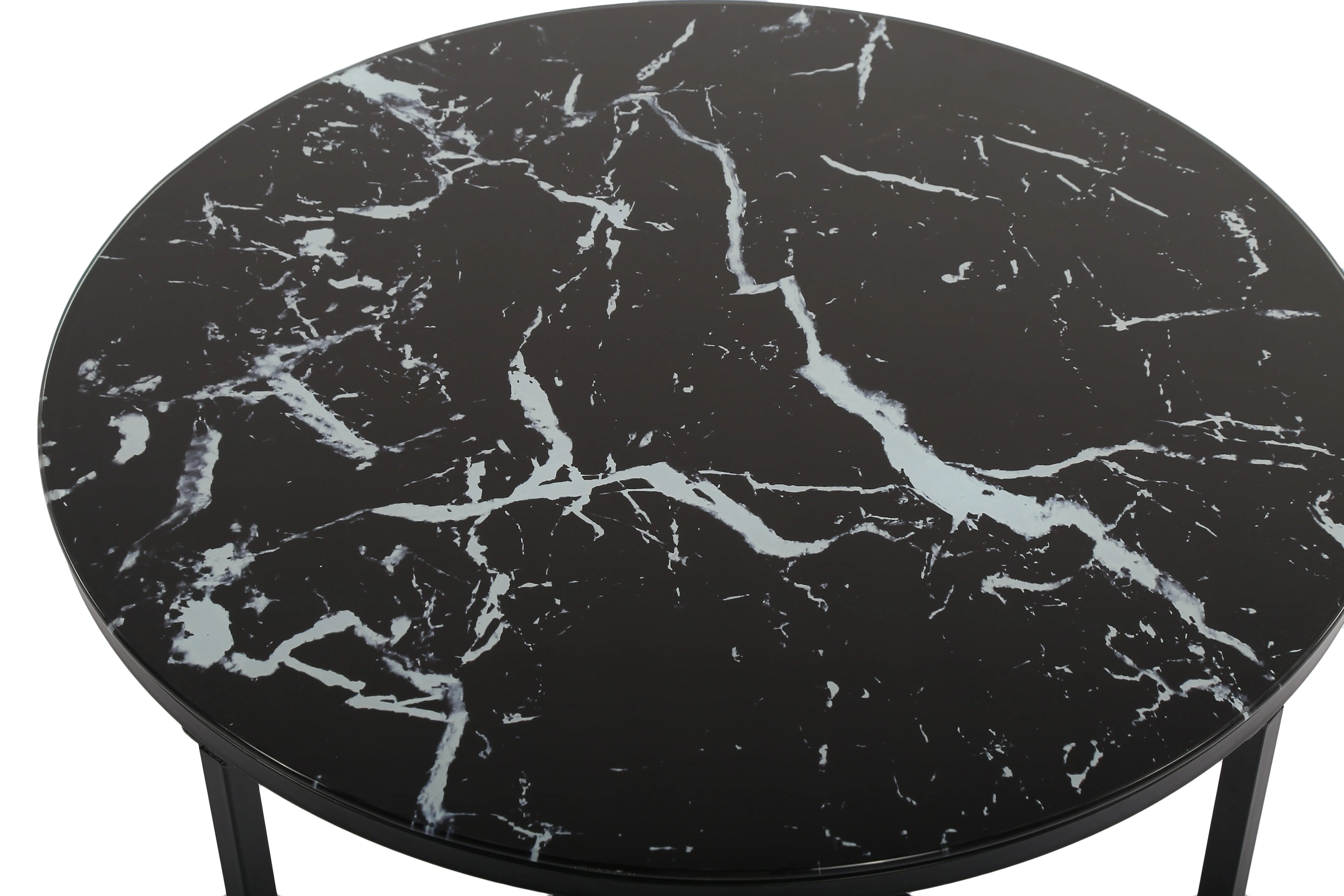 TFC&H Co. Black Marble Cross Legs Glass Coffee Table- Ships from The US
