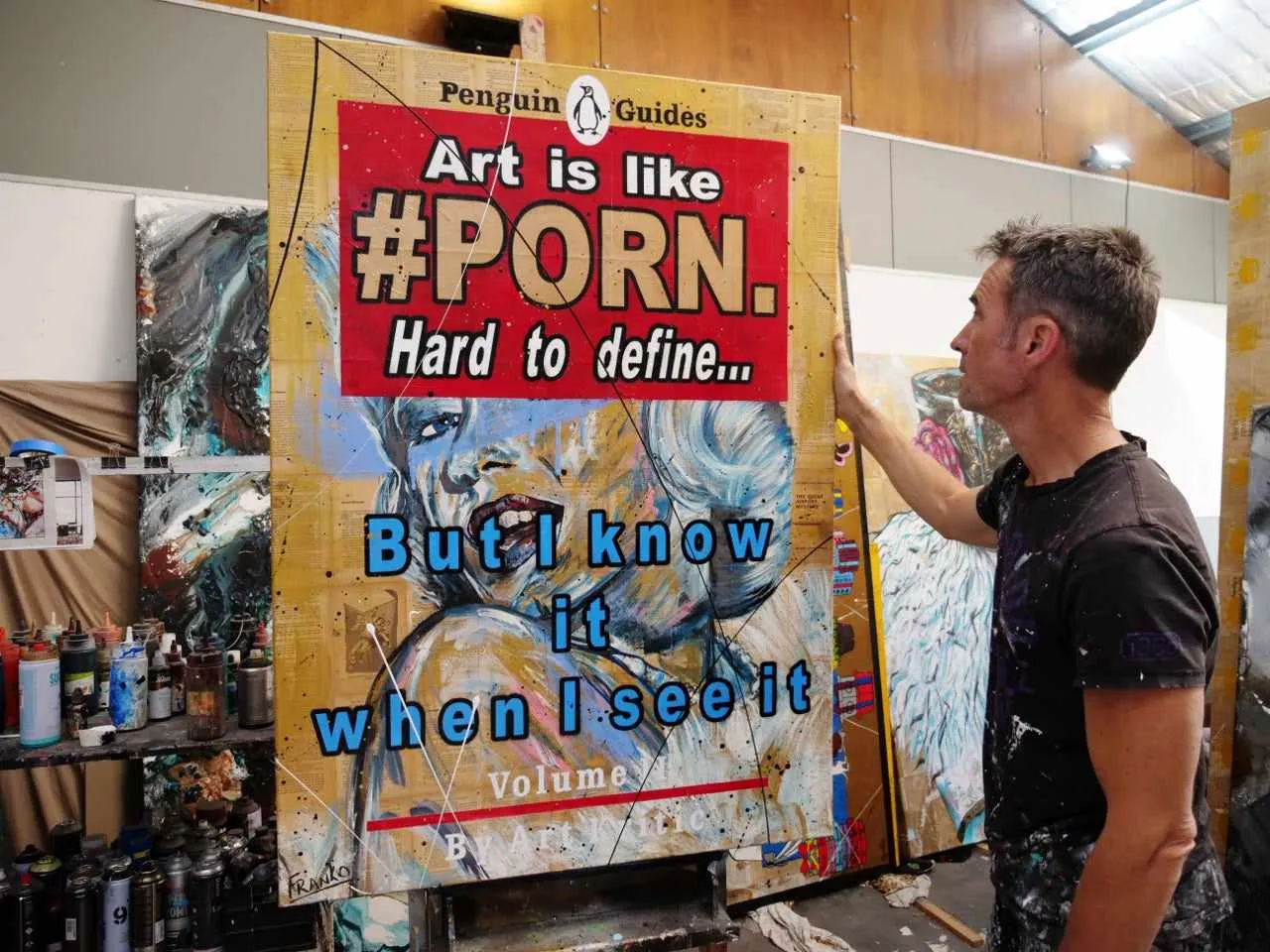 The Definitive Art Guide 140cm x 100cm Art Is Like Porn Urban Pop Book Club Painting (SOLD)