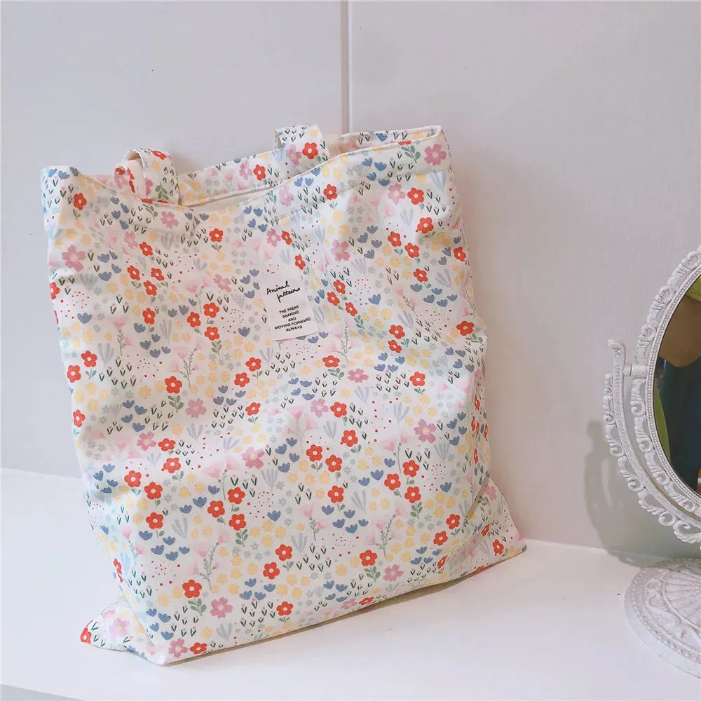 UAKISS  -  Bags for Women New Canvas Floral Shoulder Bag Large Capacity Printed Shopping Bag Female Fashion Casual Open Handbag