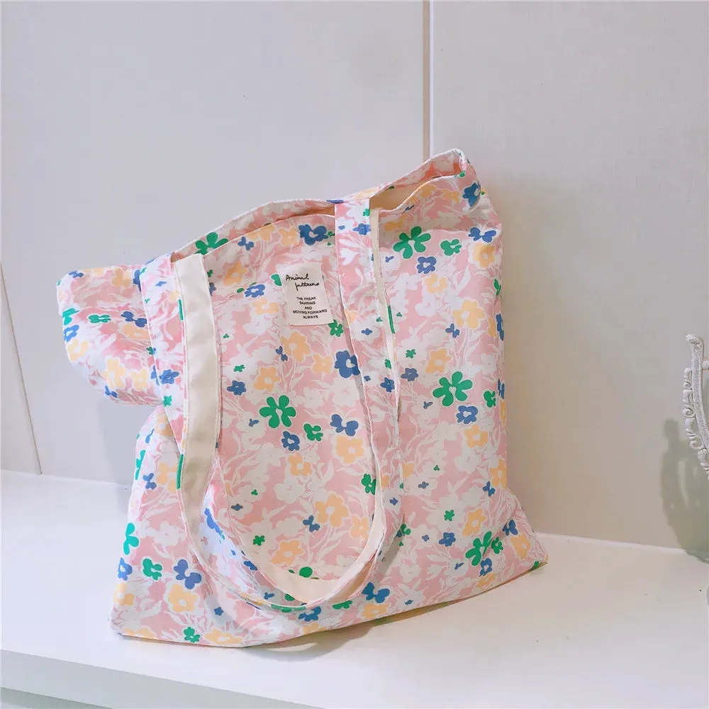 UAKISS  -  Bags for Women New Canvas Floral Shoulder Bag Large Capacity Printed Shopping Bag Female Fashion Casual Open Handbag