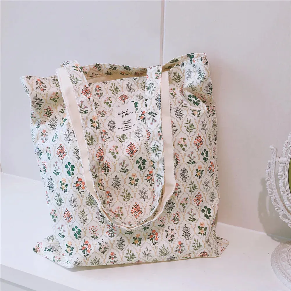 UAKISS  -  Bags for Women New Canvas Floral Shoulder Bag Large Capacity Printed Shopping Bag Female Fashion Casual Open Handbag