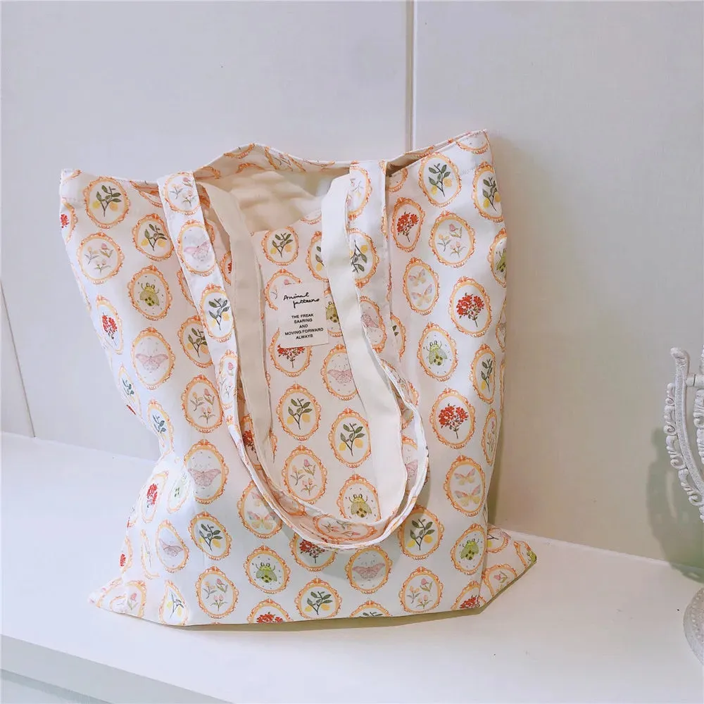UAKISS  -  Bags for Women New Canvas Floral Shoulder Bag Large Capacity Printed Shopping Bag Female Fashion Casual Open Handbag