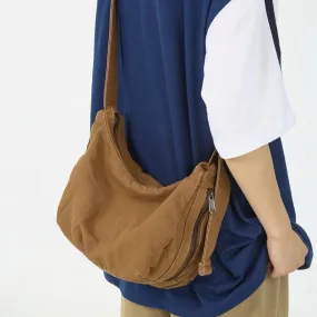 UAKISS  -  Simple Solid Color College Shoulder Bag Casual Canvas Crossbody Bags For Women 2024 New Large Capacity Student School Bags Tote