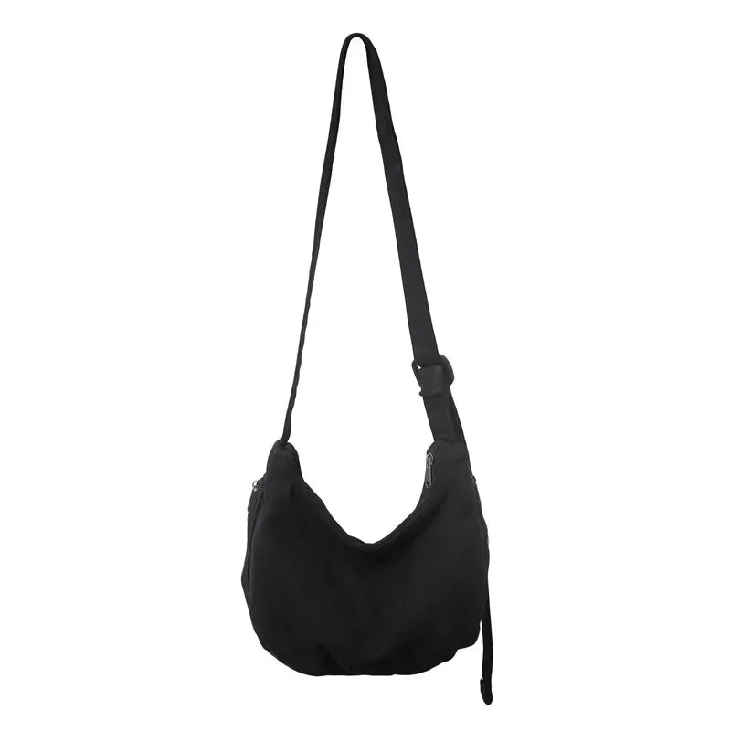 UAKISS  -  Simple Solid Color College Shoulder Bag Casual Canvas Crossbody Bags For Women 2024 New Large Capacity Student School Bags Tote