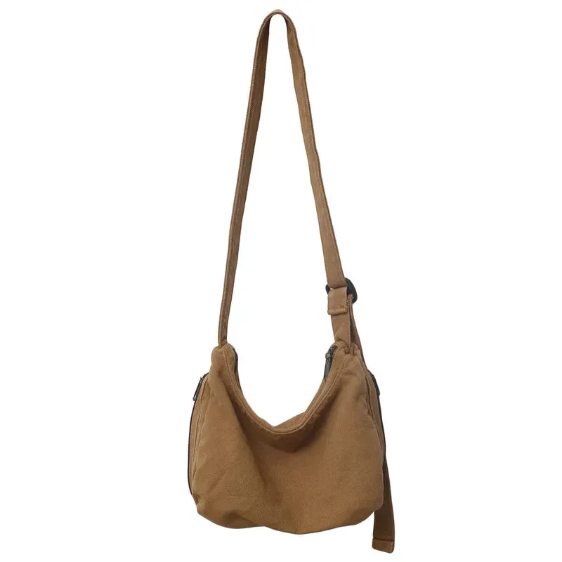 UAKISS  -  Simple Solid Color College Shoulder Bag Casual Canvas Crossbody Bags For Women 2024 New Large Capacity Student School Bags Tote