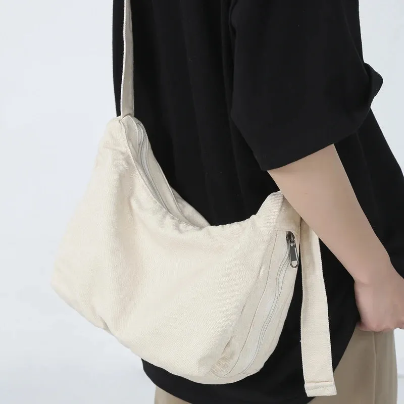 UAKISS  -  Simple Solid Color College Shoulder Bag Casual Canvas Crossbody Bags For Women 2024 New Large Capacity Student School Bags Tote