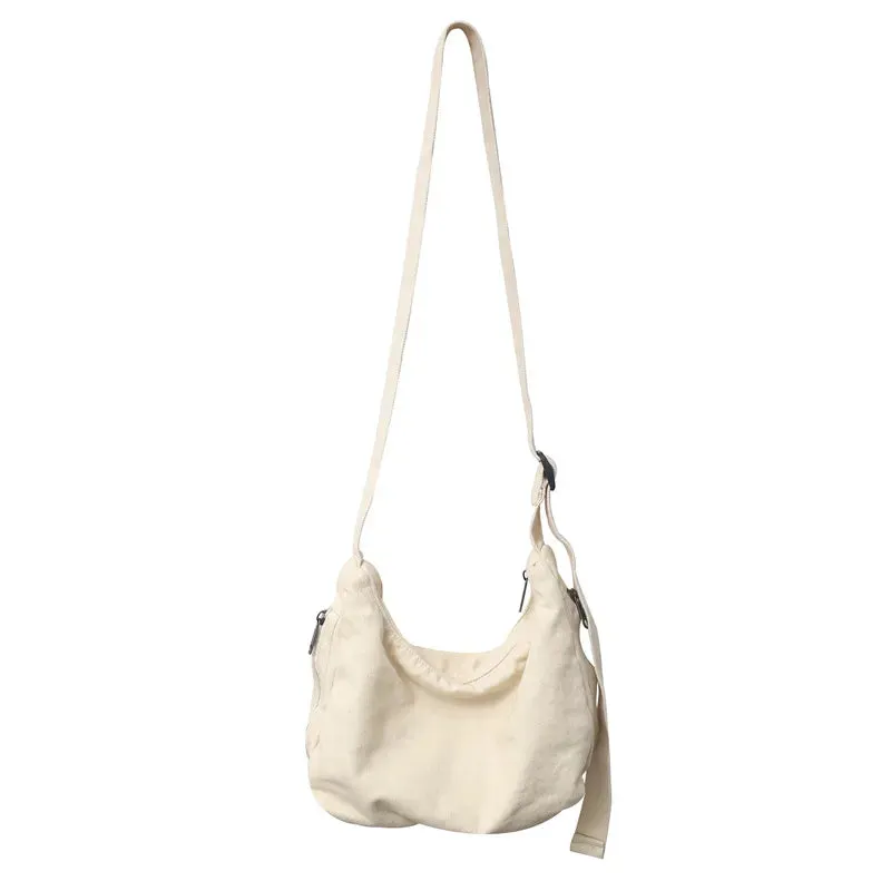 UAKISS  -  Simple Solid Color College Shoulder Bag Casual Canvas Crossbody Bags For Women 2024 New Large Capacity Student School Bags Tote