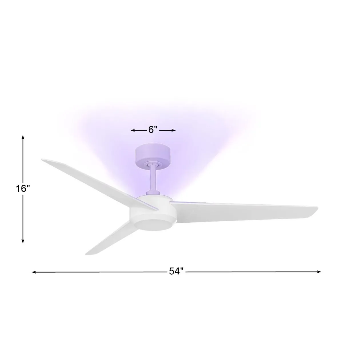 Ultra 54 Inch Matte White UV-C Smart Ceiling Fan with Remote