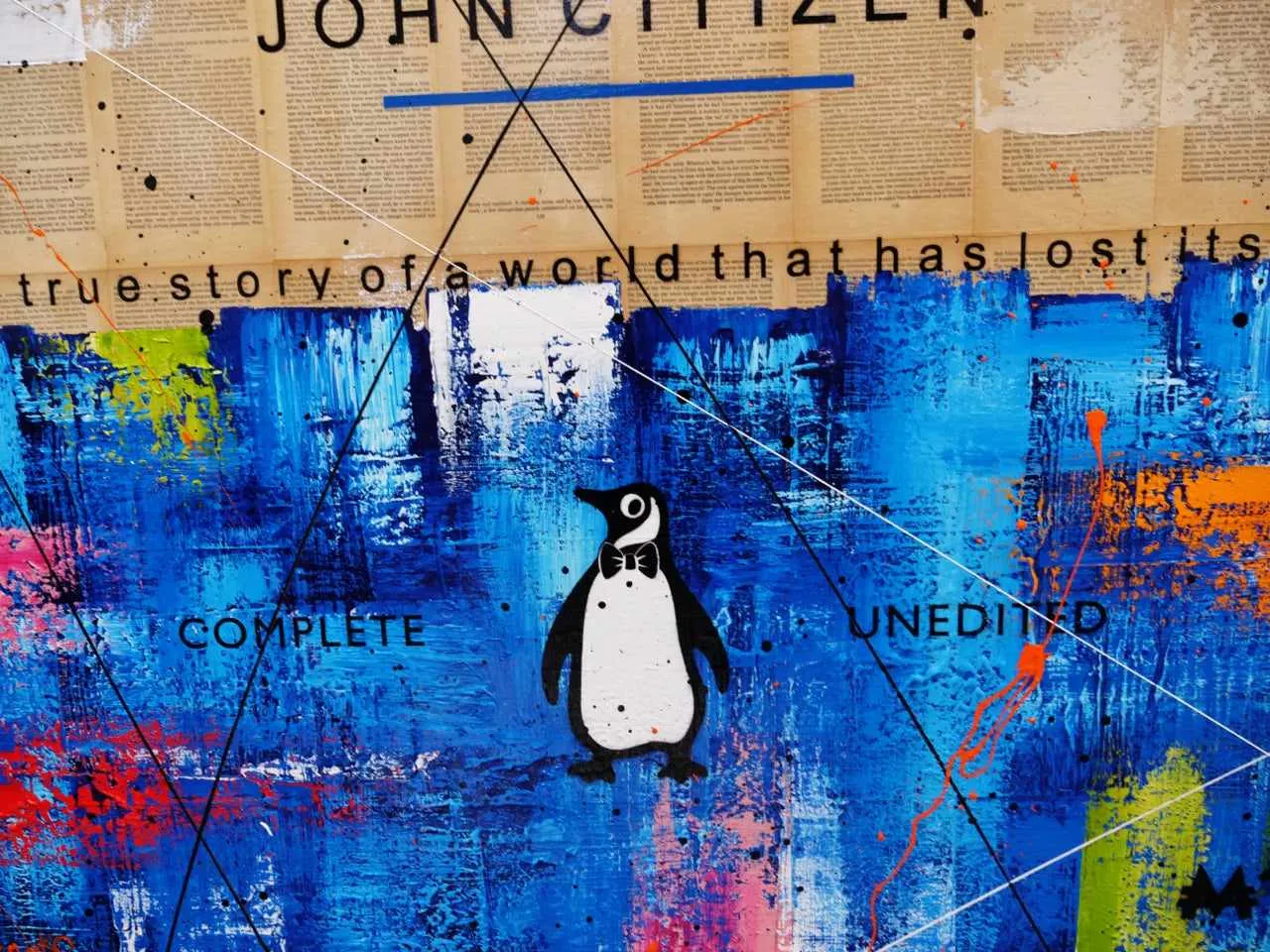 Unfuck The Blue World 140cm x 100cm Blue Unfuck The World Urban Pop Book Club Painting (SOLD)