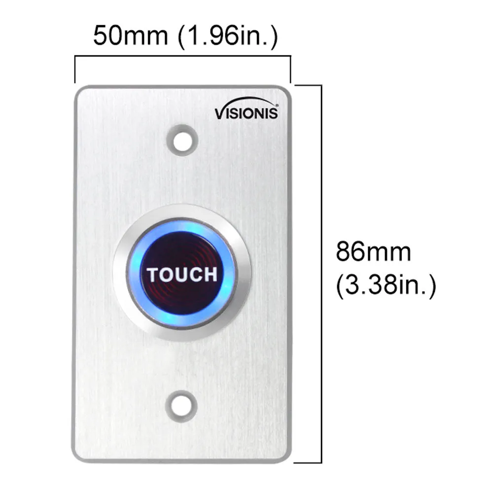 Visionis VIS-7005 - Indoor Ultra Thin Push   Touch To Exit Button For Door Access Control With LED Light NC COM and NO Outputs
