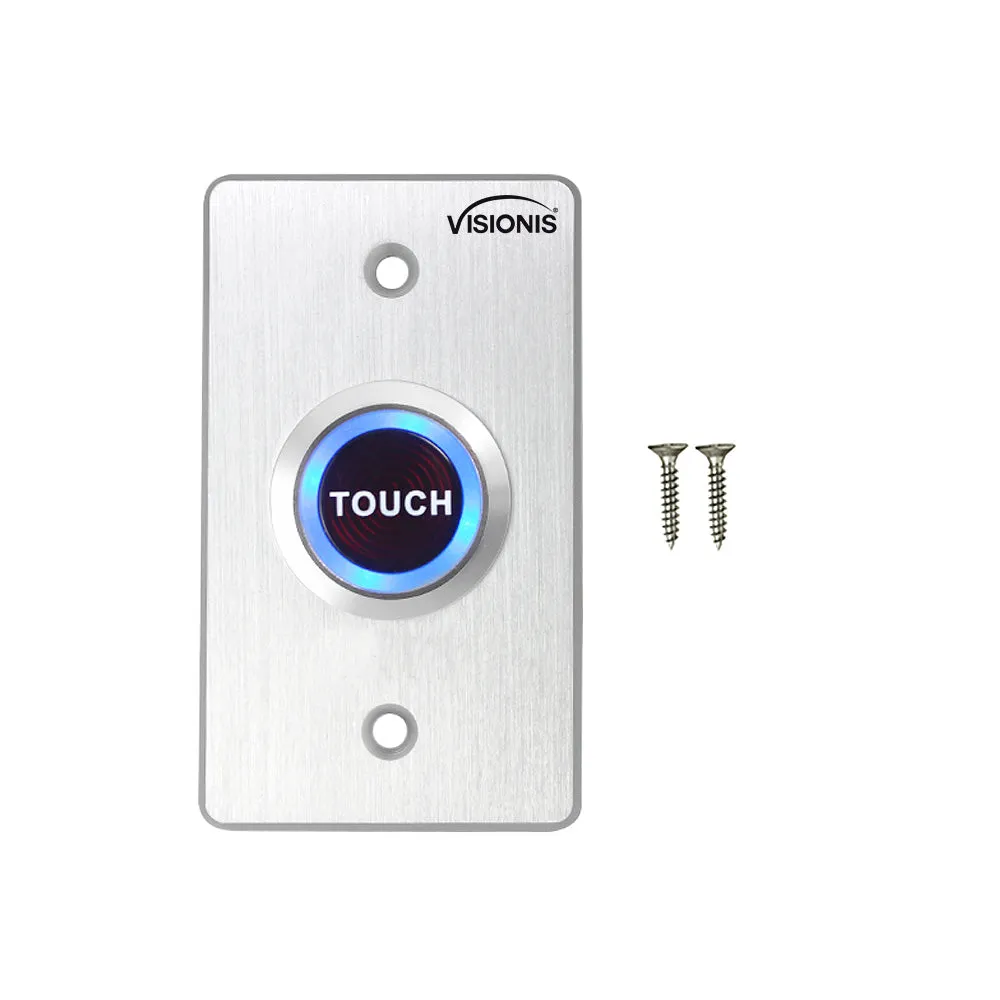 Visionis VIS-7005 - Indoor Ultra Thin Push   Touch To Exit Button For Door Access Control With LED Light NC COM and NO Outputs