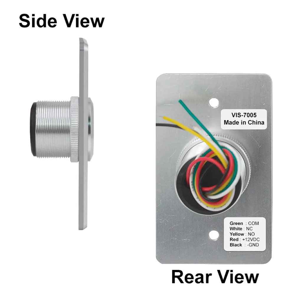 Visionis VIS-7005 - Indoor Ultra Thin Push   Touch To Exit Button For Door Access Control With LED Light NC COM and NO Outputs