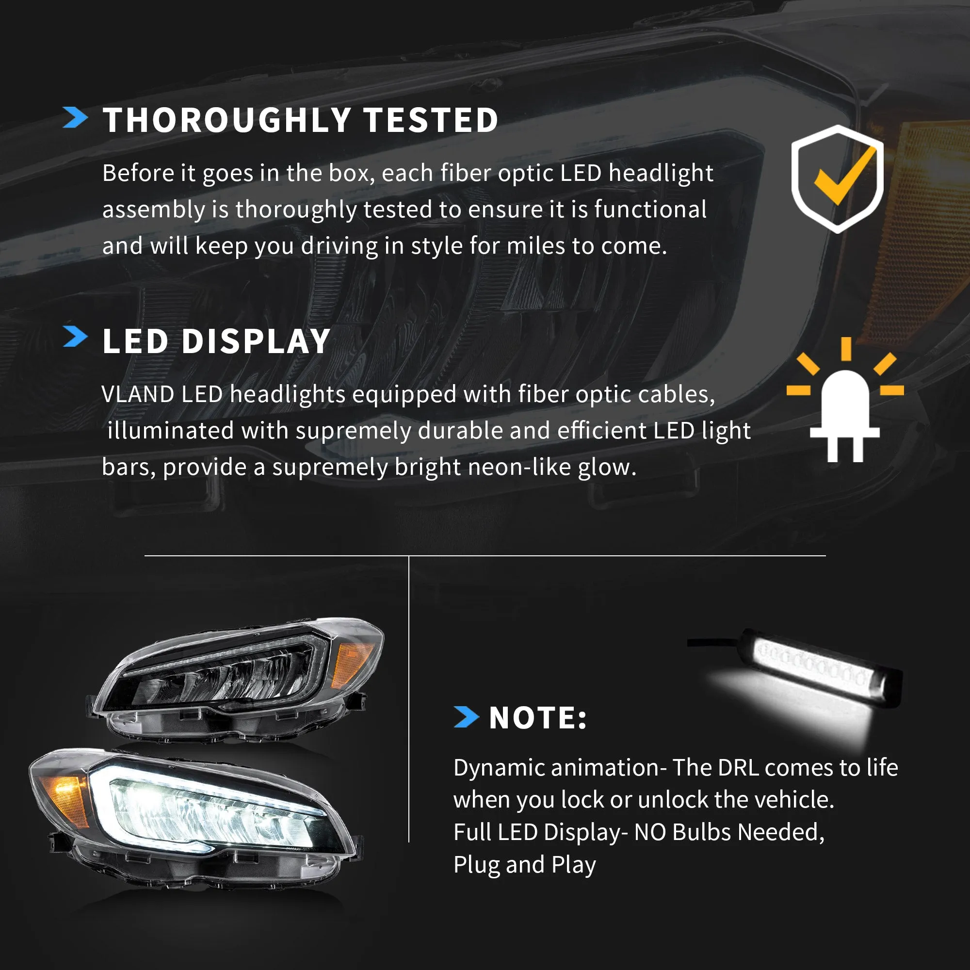 VLAND Full LED Headlights and Taillights For Subaru WRX / WRX STI 2015-2021