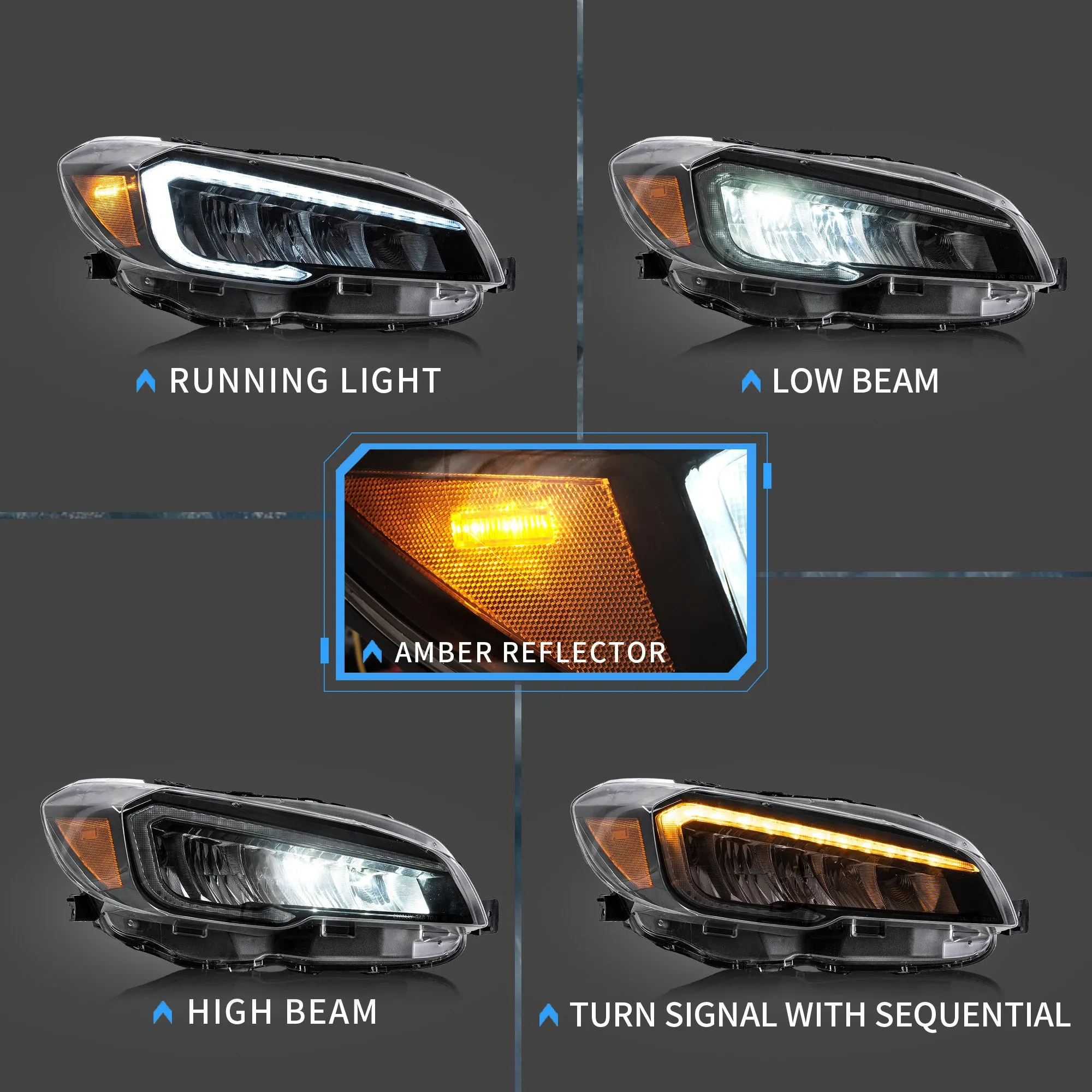 VLAND Full LED Headlights and Taillights For Subaru WRX / WRX STI 2015-2021