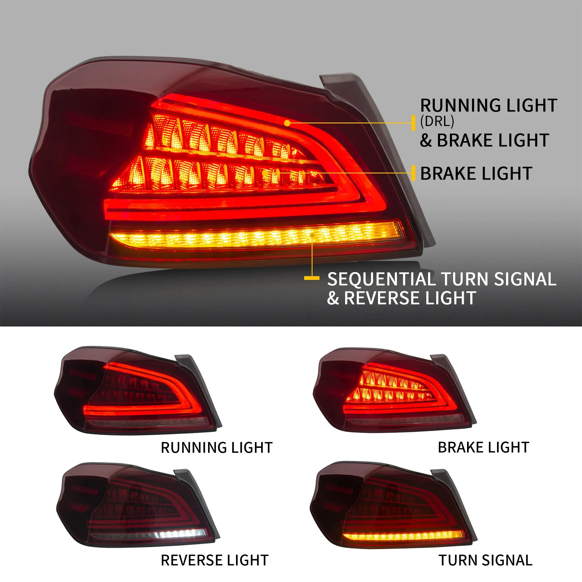VLAND Full LED Headlights and Taillights For Subaru WRX / WRX STI 2015-2021