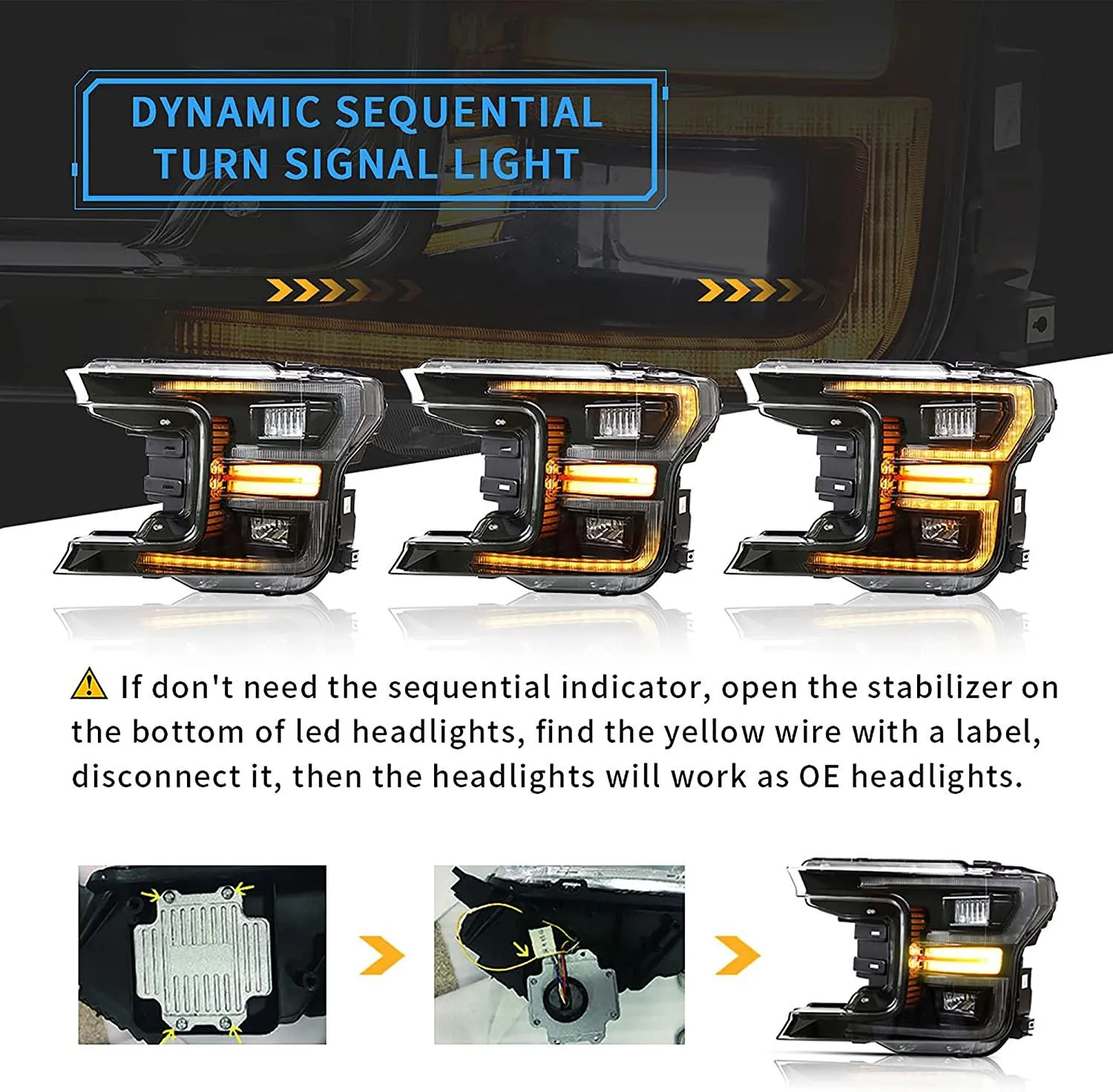VLAND Full LED Headlights For Ford F-150 2018-2020 With Start up Animation