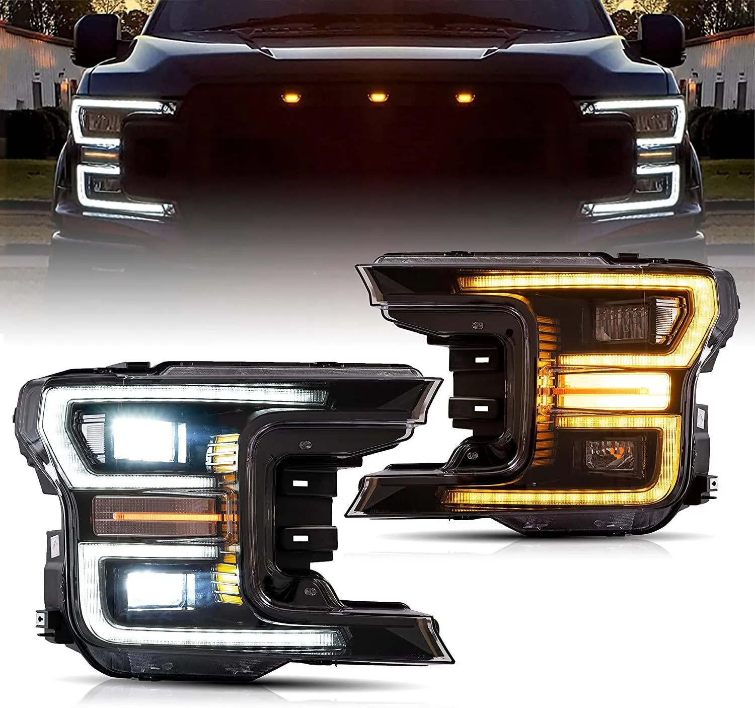 VLAND Full LED Headlights For Ford F-150 2018-2020 With Start up Animation