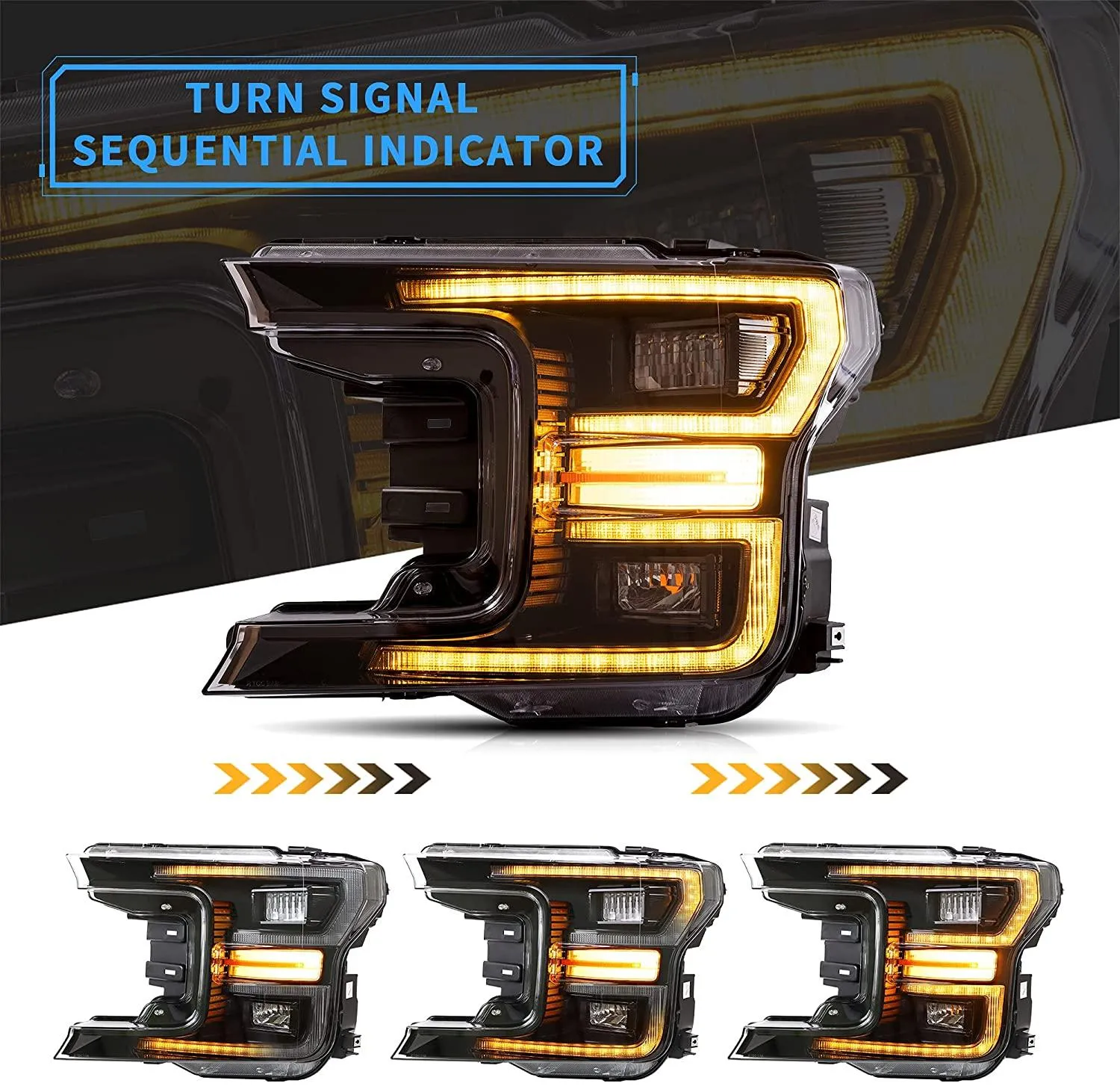 VLAND Full LED Headlights For Ford F-150 2018-2020 With Start up Animation