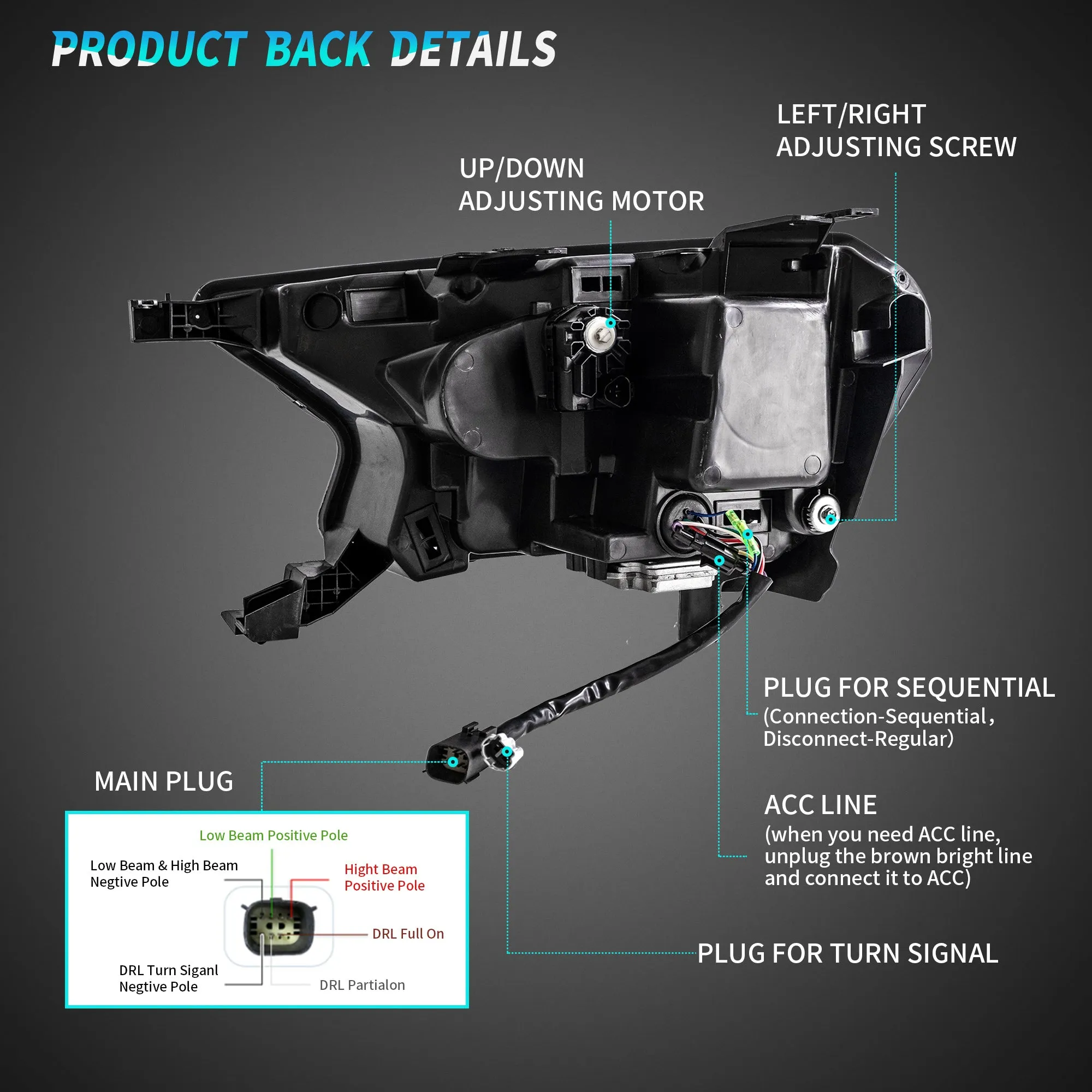 VLAND Full LED Headlights For Ford Ranger T6 Raptor & Wildtrak 2019-2022 (Fits For US Version)