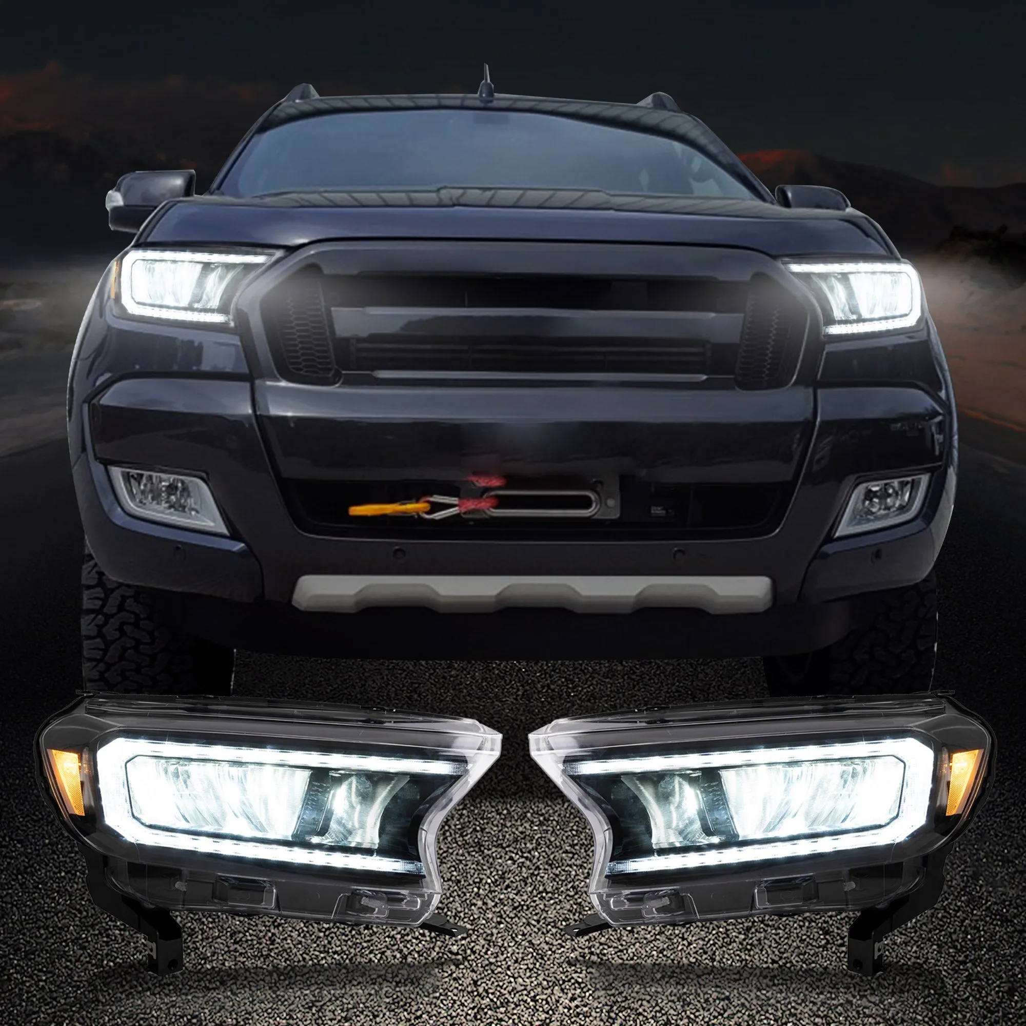 VLAND Full LED Headlights For Ford Ranger T6 Raptor & Wildtrak 2019-2022 (Fits For US Version)