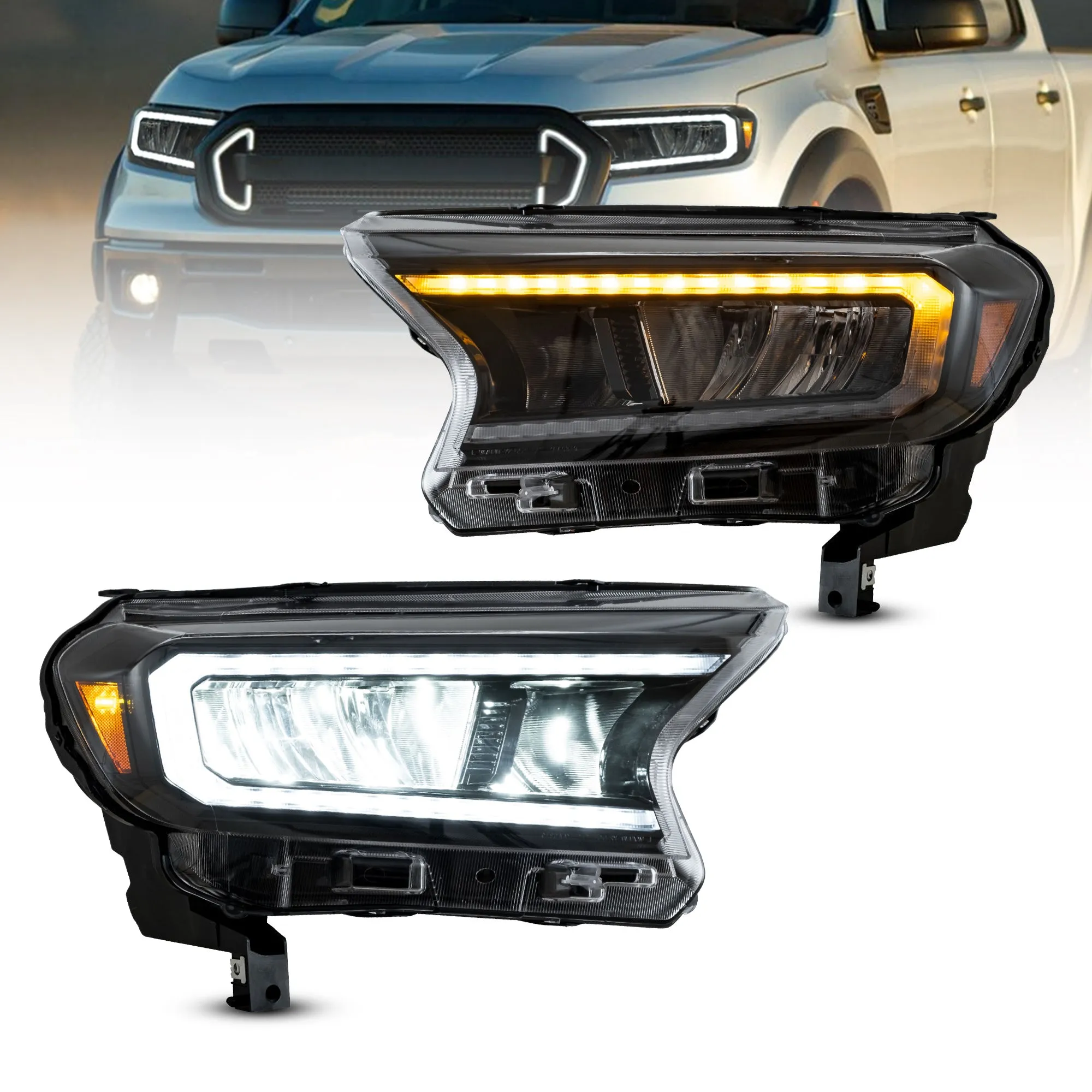 VLAND Full LED Headlights For Ford Ranger T6 Raptor & Wildtrak 2019-2022 (Fits For US Version)