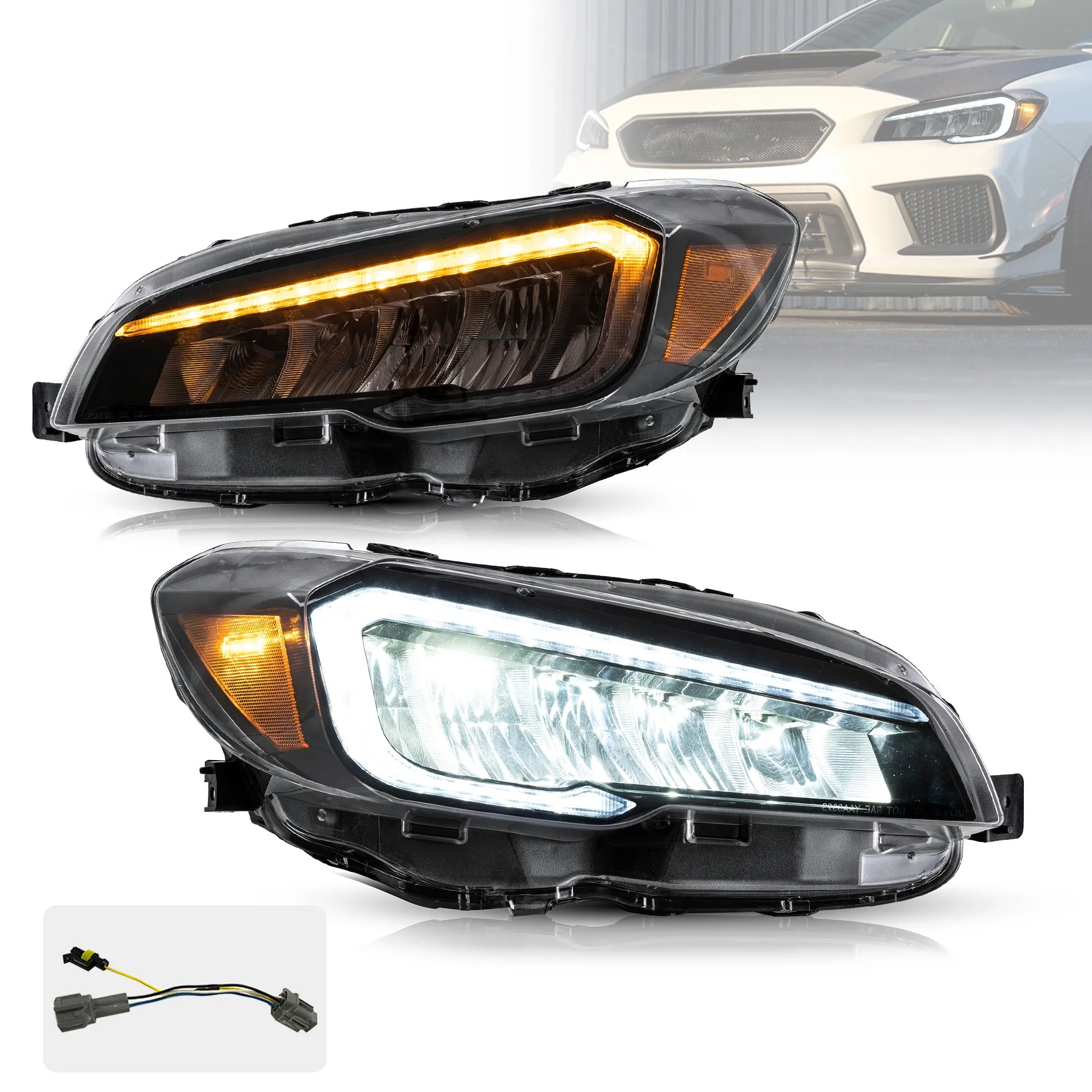 VLAND Full LED Reflection Bowl Headlights For Subaru WRX 2015-2021 [STI, Limited, Base, Premium] [DOT. SAE.]