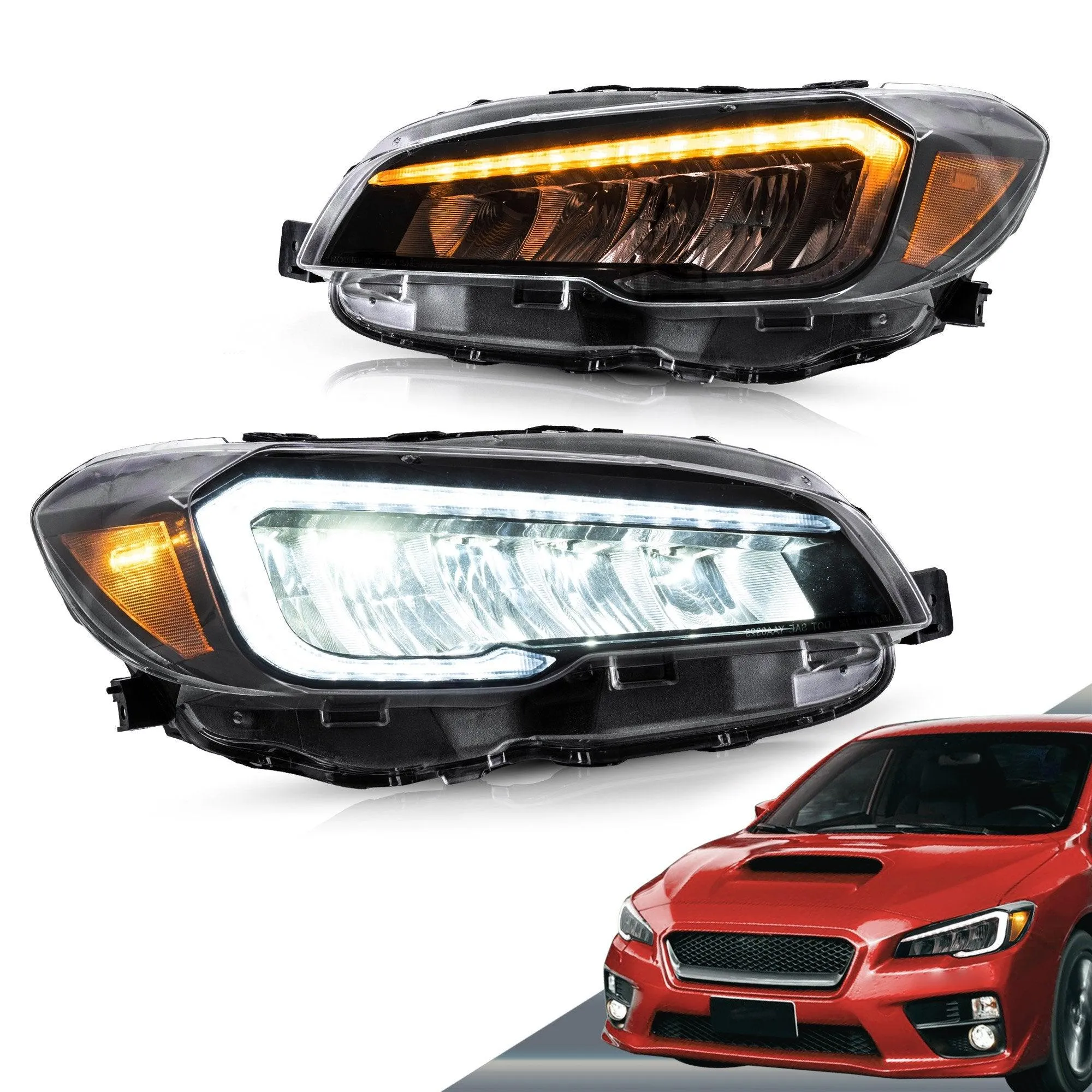 VLAND Full LED Reflection Bowl Headlights For Subaru WRX 2015-2021 [STI, Limited, Base, Premium] [DOT. SAE.]