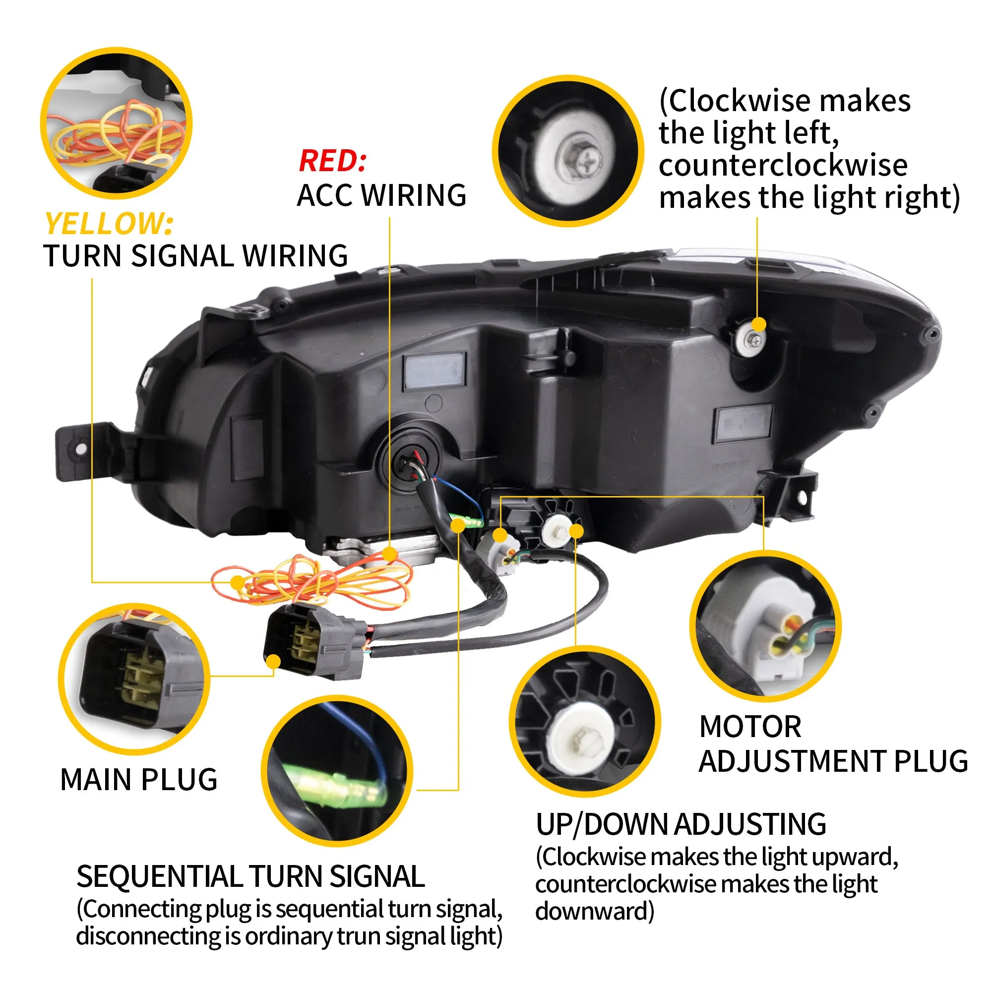 VLAND Full LED Reflection Bowl Headlights For Subaru WRX 2015-2021 [STI, Limited, Base, Premium] [DOT. SAE.]