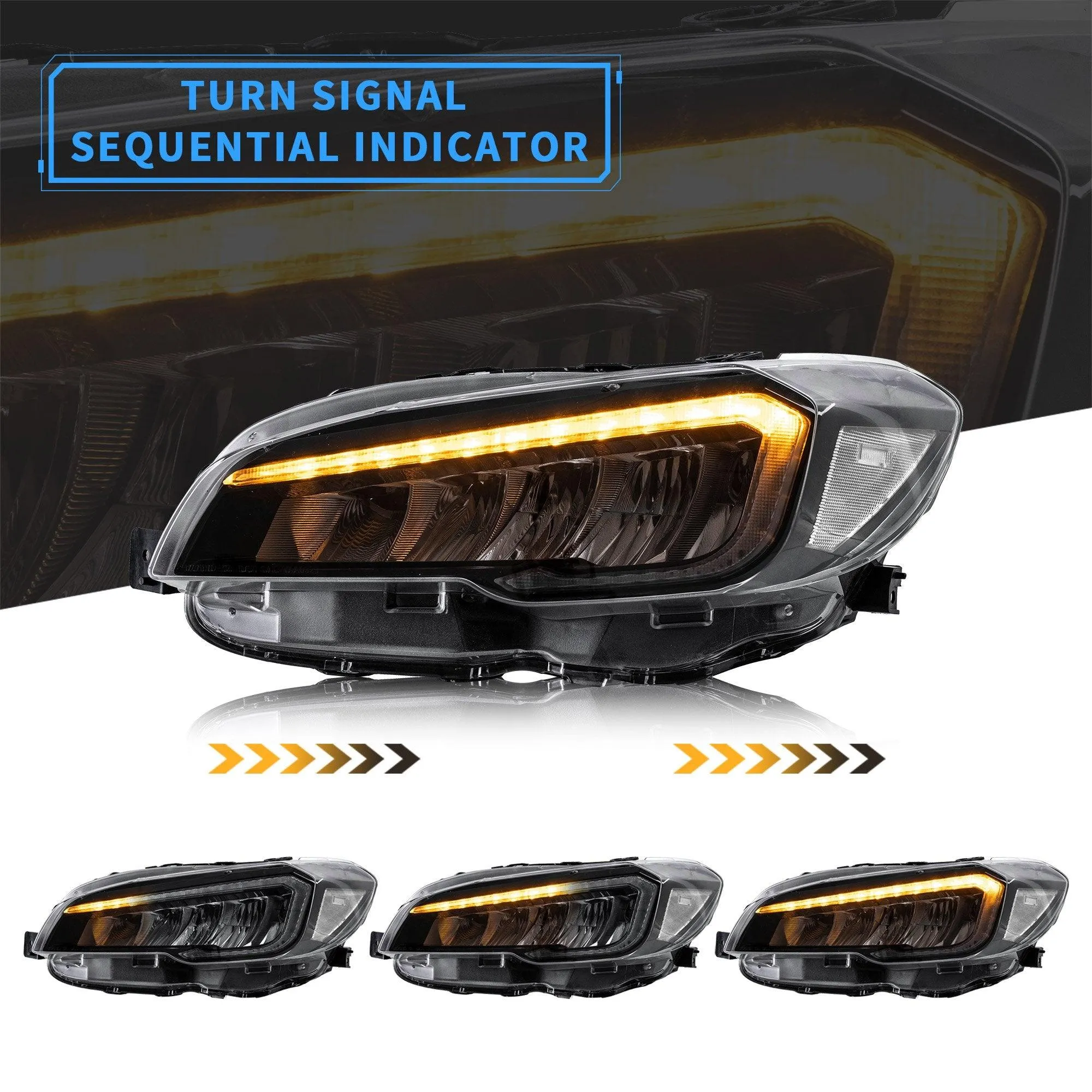 VLAND Full LED Reflection Bowl Headlights For Subaru WRX 2015-2021 [STI, Limited, Base, Premium] [DOT. SAE.]