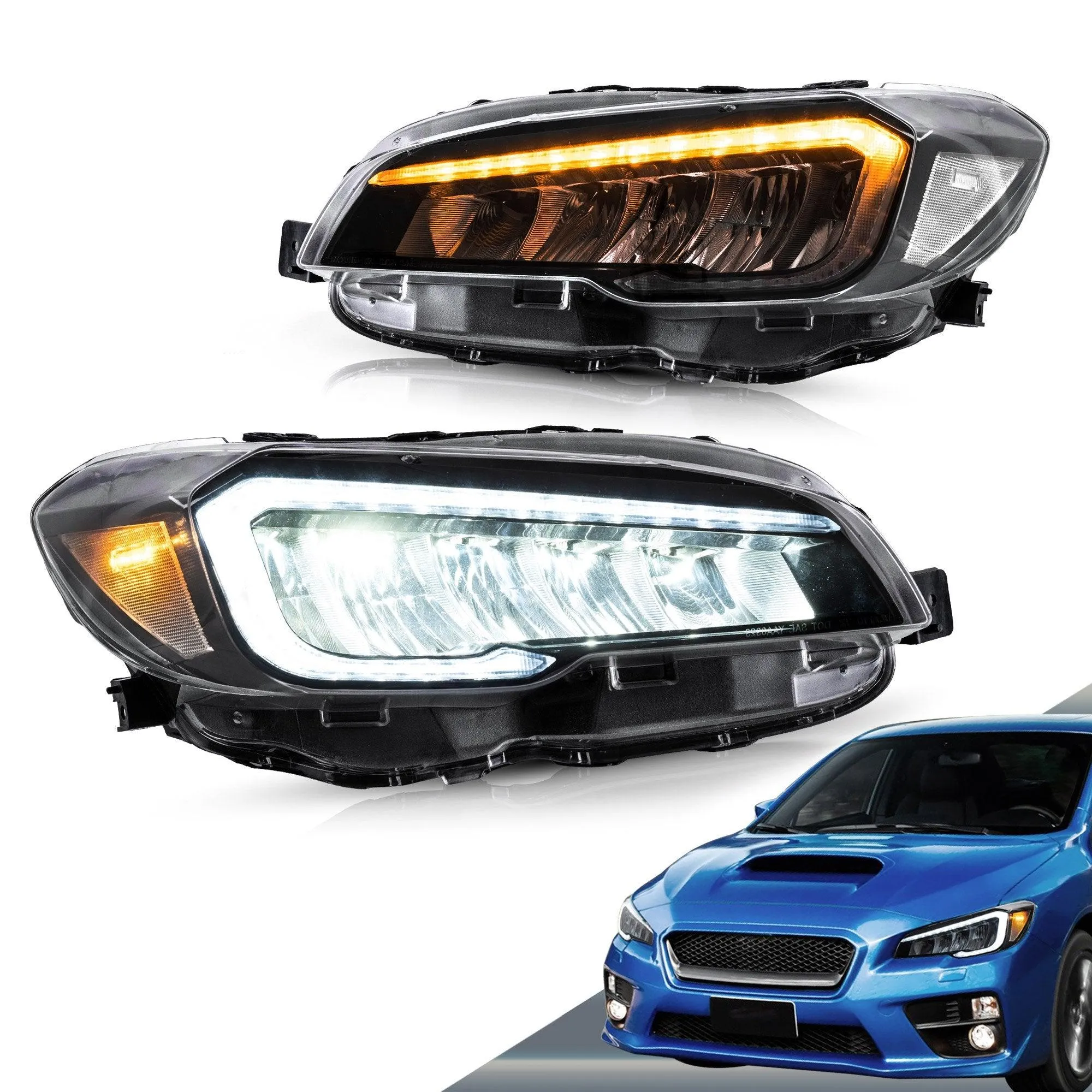 VLAND Full LED Reflection Bowl Headlights For Subaru WRX 2015-2021 [STI, Limited, Base, Premium] [DOT. SAE.]
