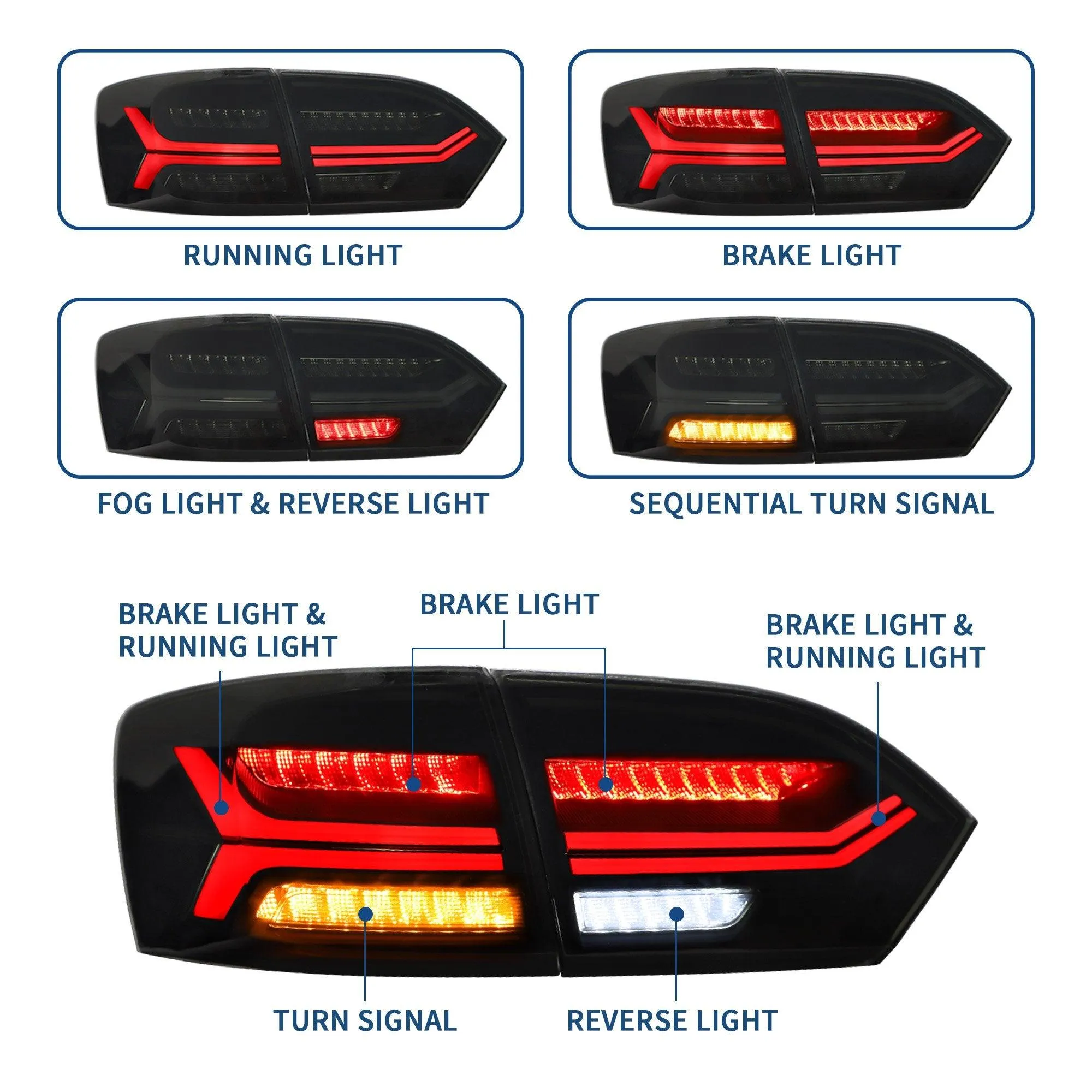 VLAND LED Demon Eye Headlights and Tail Lights For Volkswagen(VW) Jetta MK6 2011-2014
