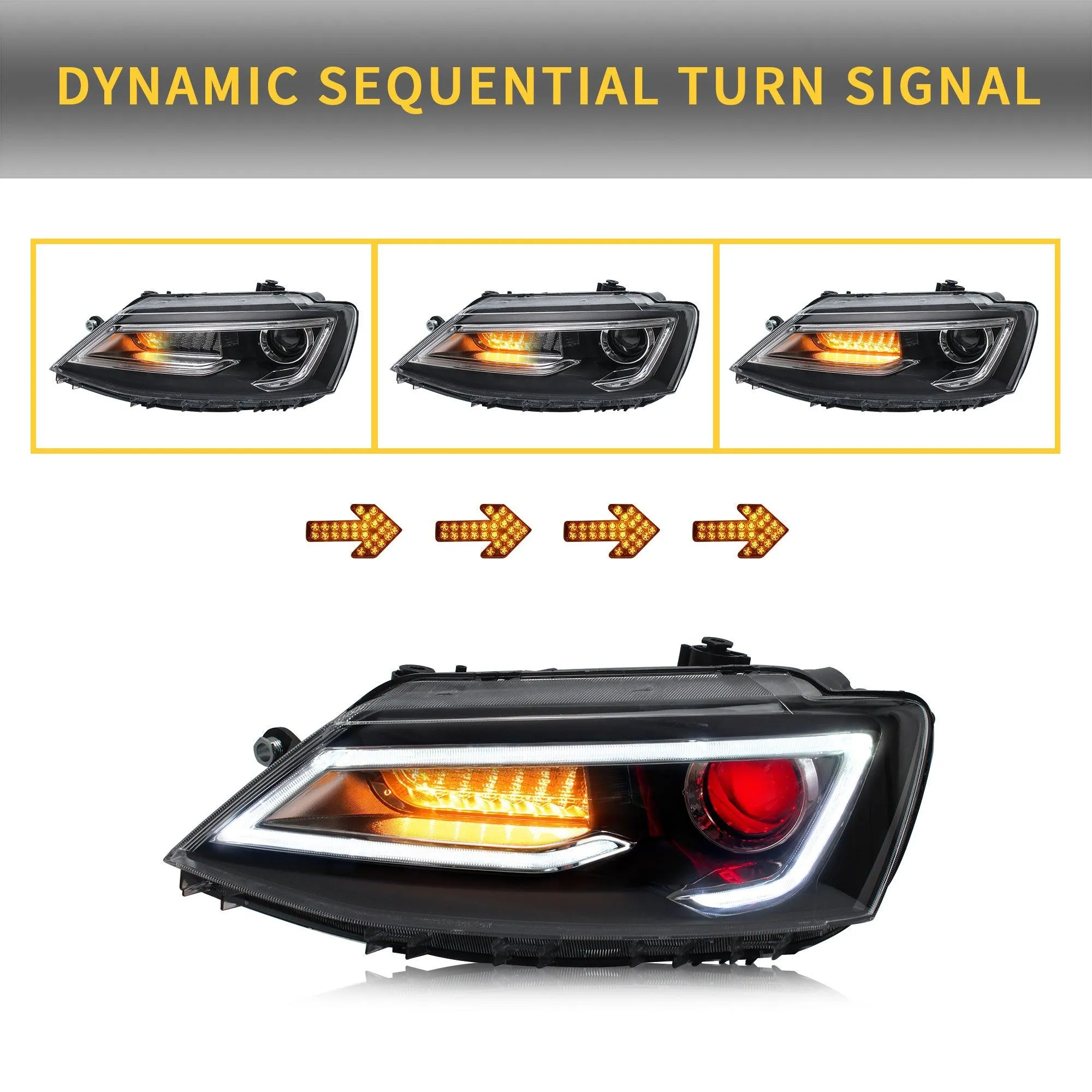 VLAND LED Demon Eye Headlights and Tail Lights For Volkswagen(VW) Jetta MK6 2011-2014