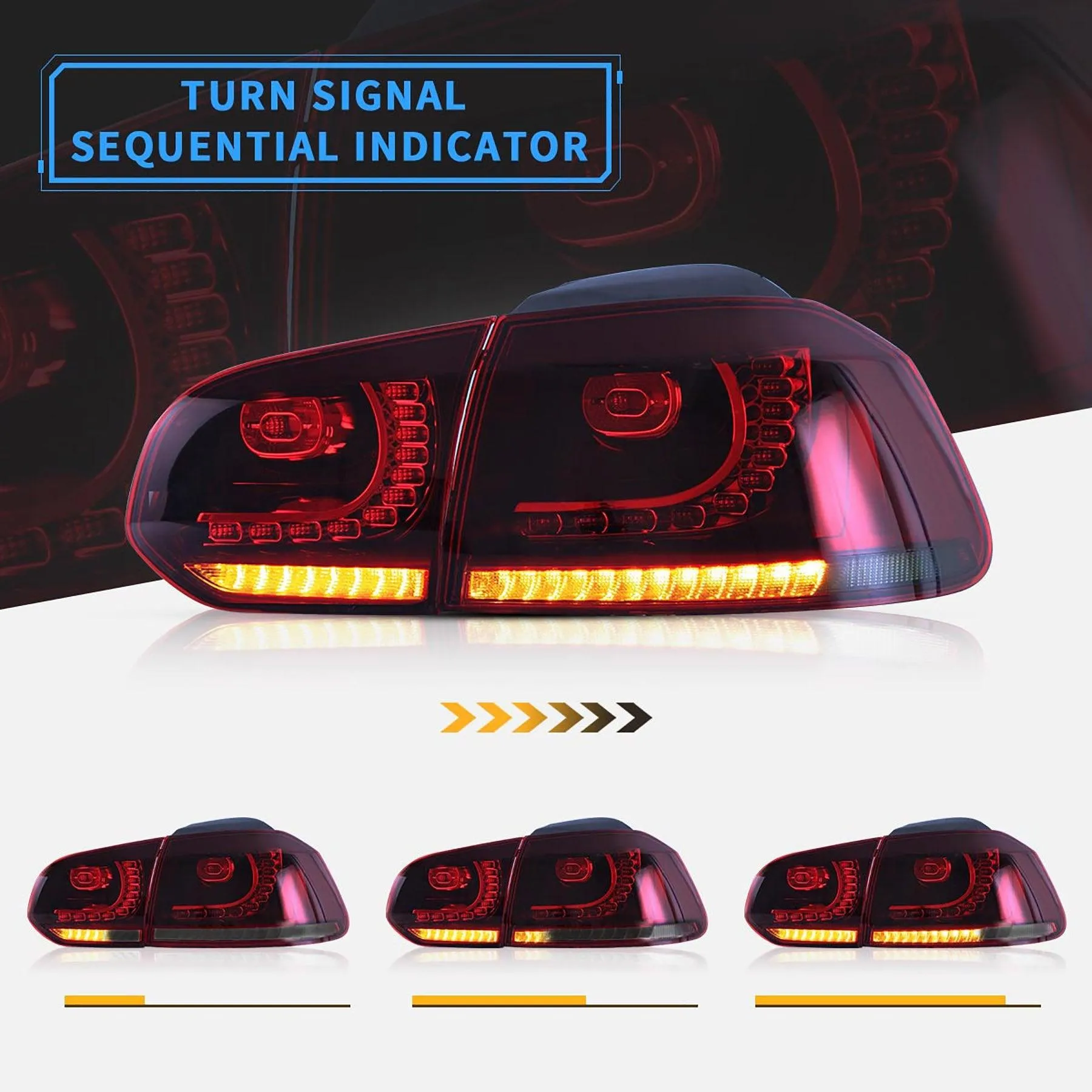 VLAND LED Headlights and Tail Lights Combo For Volkswagen Golf 6 MK6 2008-2014 With Sequential Turn Signals
