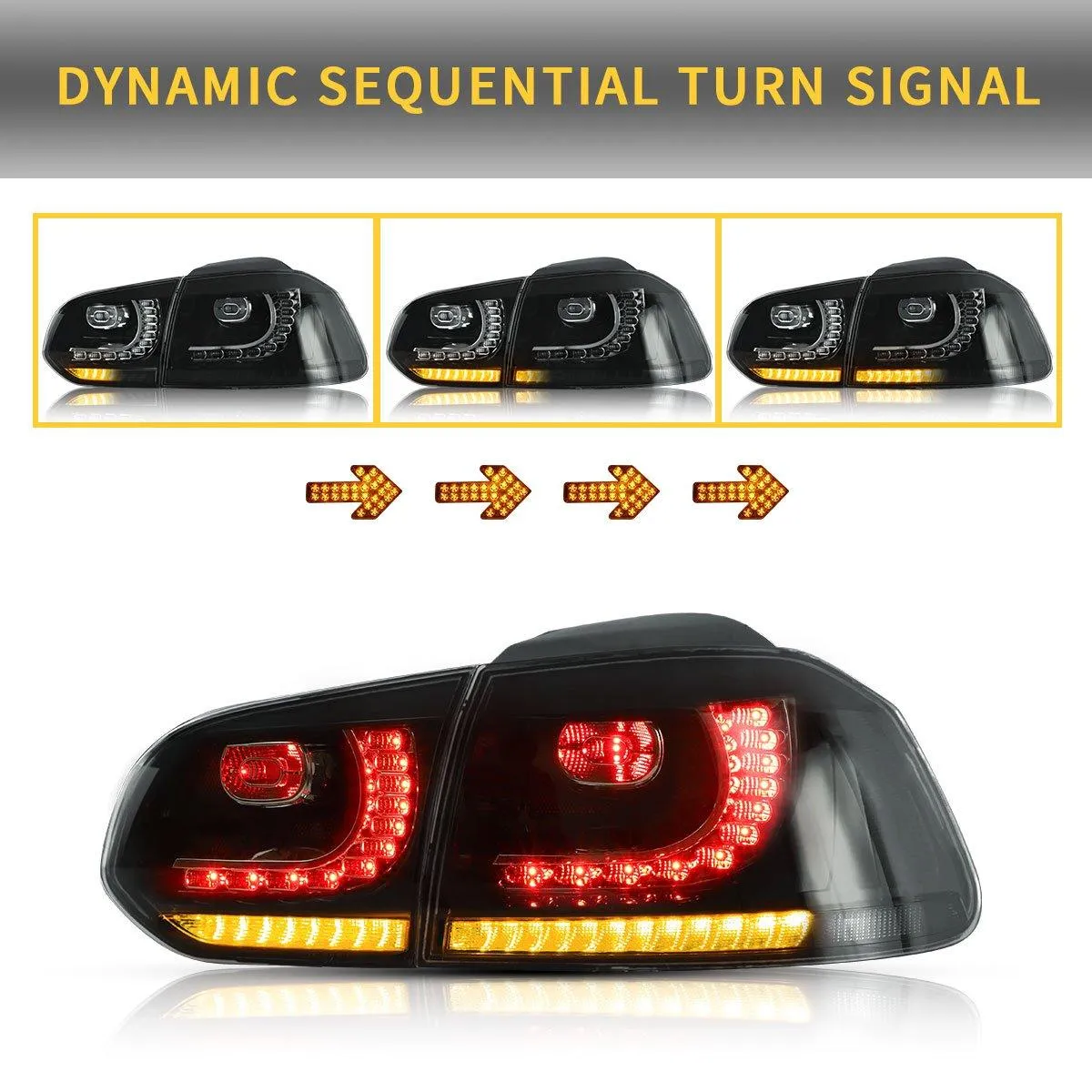 VLAND LED Headlights and Tail Lights Combo For Volkswagen Golf 6 MK6 2008-2014 With Sequential Turn Signals