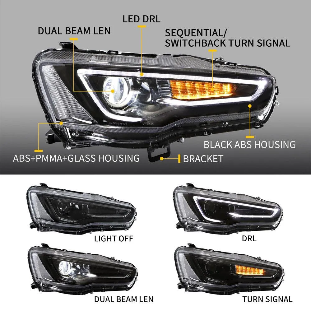 VLAND LED Headlights and Taillights For Mitsubishi Lancer EVO X 2008-2018