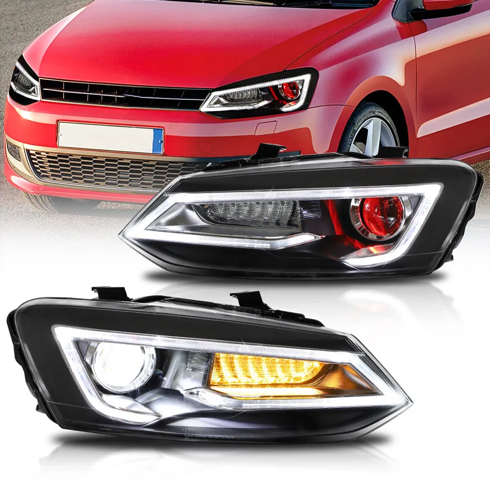 VLAND LED Headlights For Volkswagen (VW) Polo MK5 2009-2017 Turn Signal with Sequential indicators