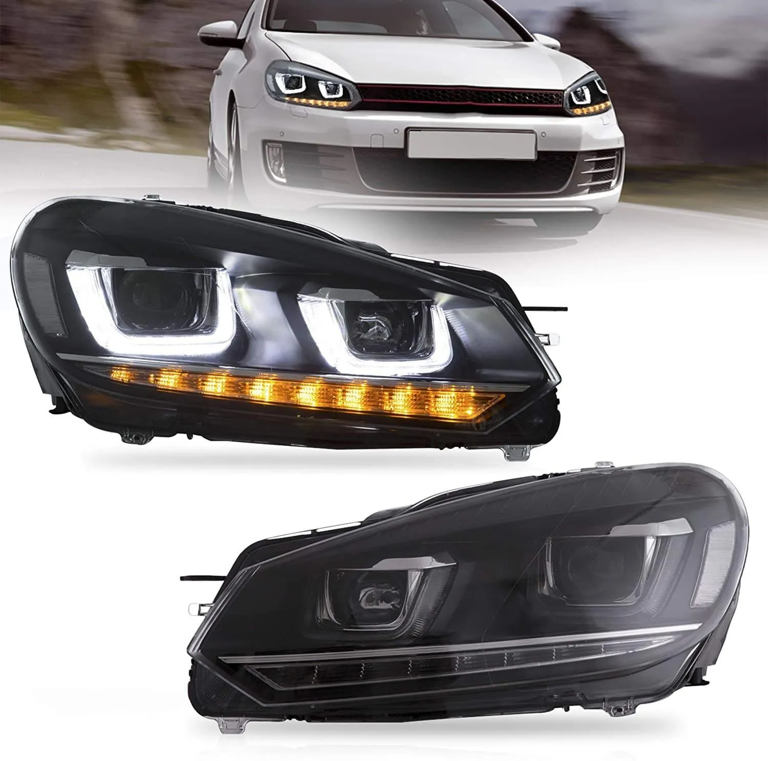 VLAND LED Headlights For Volkswagen(VW) Golf 6 Mk6 2008-2014 With Sequential [E-MARK]