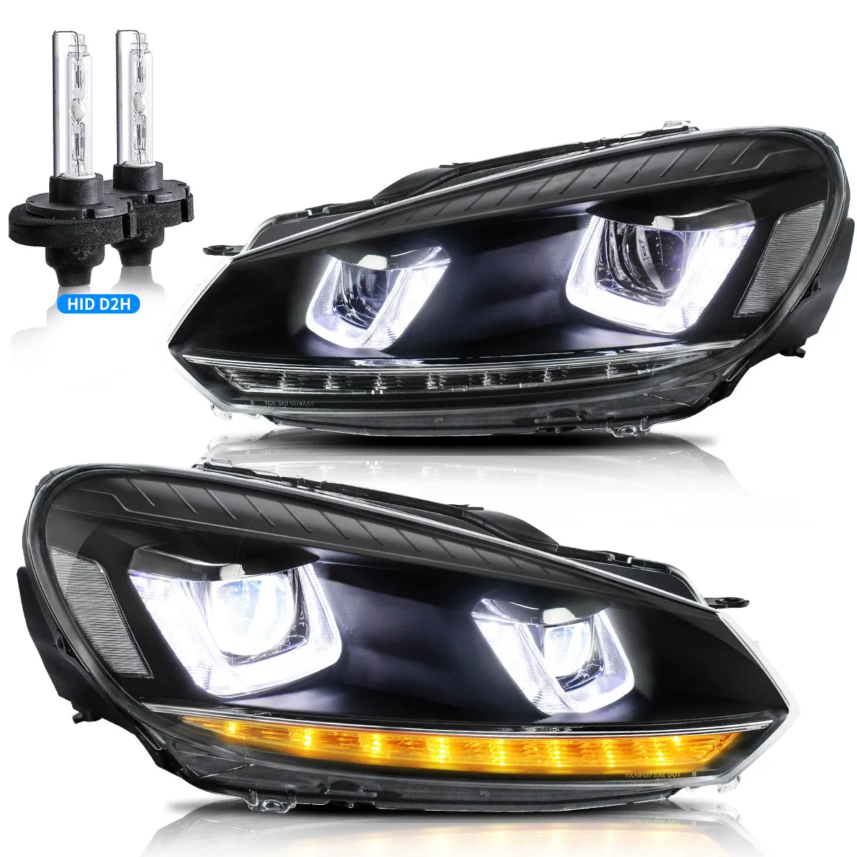 VLAND LED Headlights For Volkswagen(VW) Golf 6 Mk6 2008-2014 With Sequential [E-MARK]