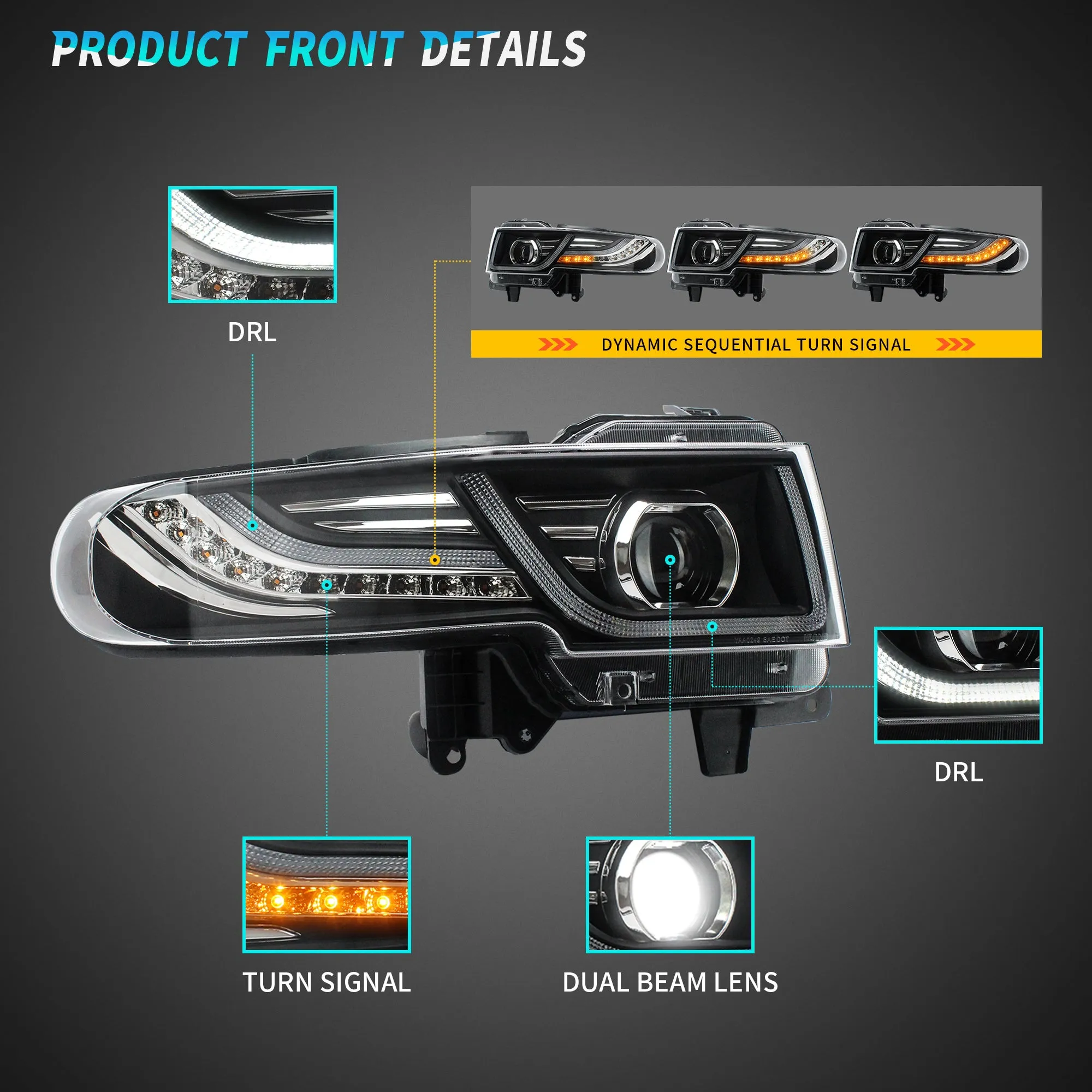 VLAND LED Headlights With Grille and Taillights For Toyota Fj Cruiser 2007-2023