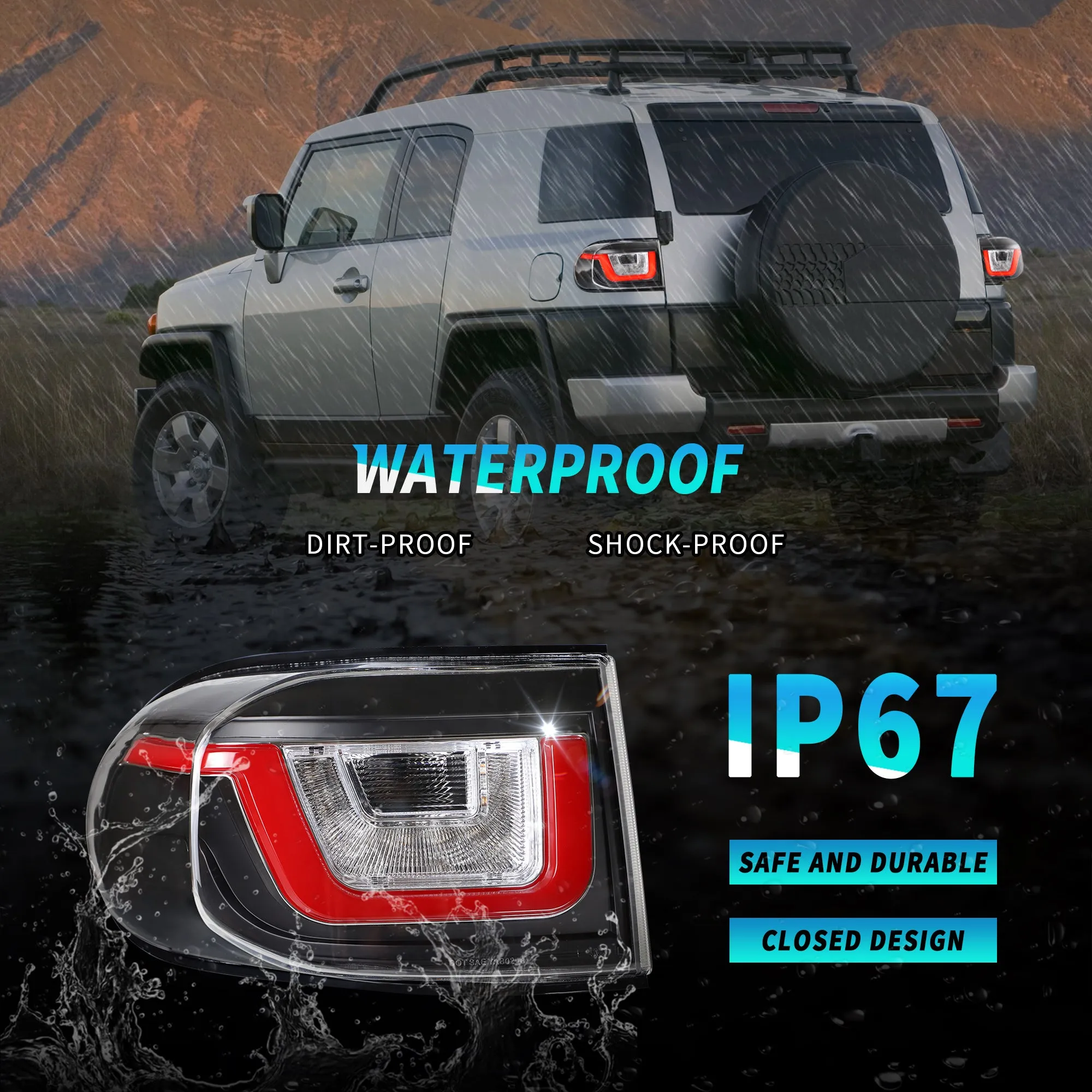 VLAND LED Headlights With Grille and Taillights For Toyota Fj Cruiser 2007-2023
