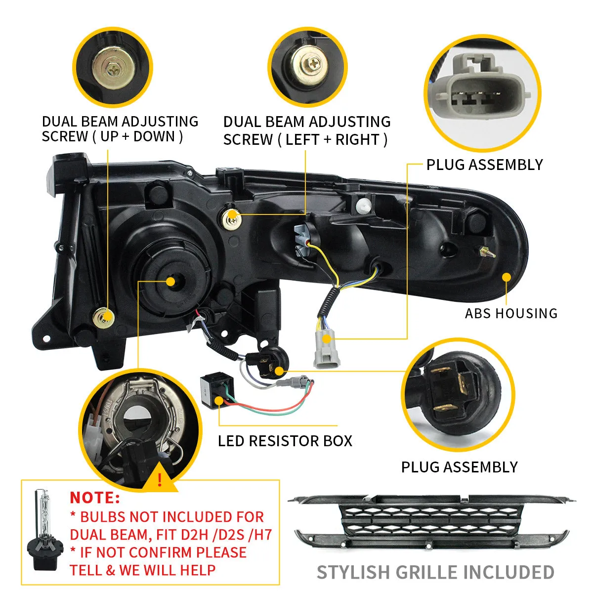 VLAND LED Headlights With Grille and Taillights For Toyota Fj Cruiser 2007-2023