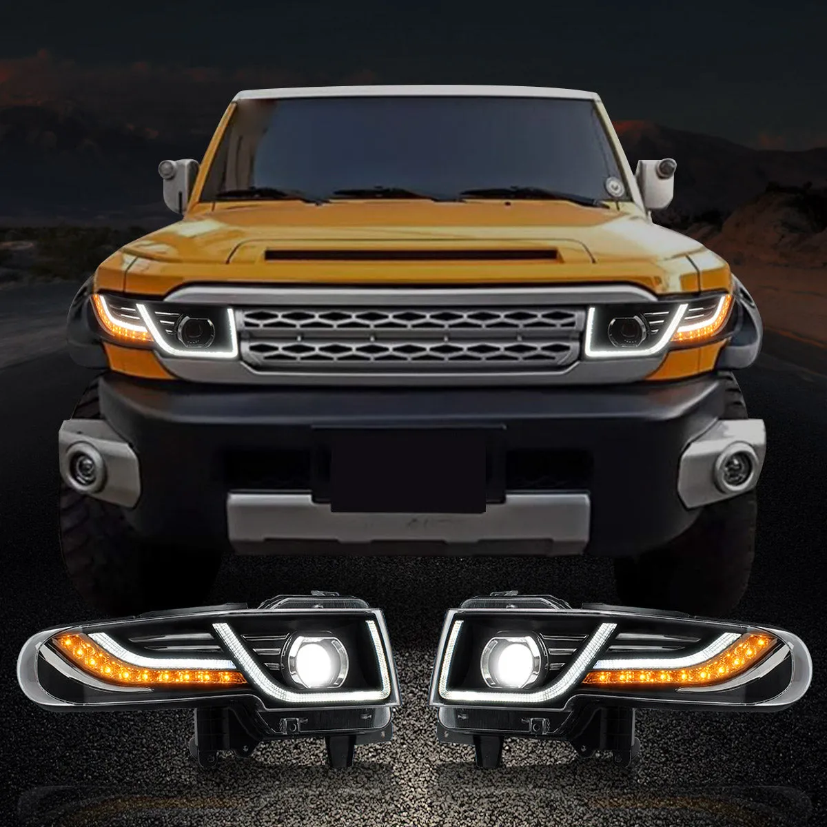 VLAND LED Headlights With Grille and Taillights For Toyota Fj Cruiser 2007-2023