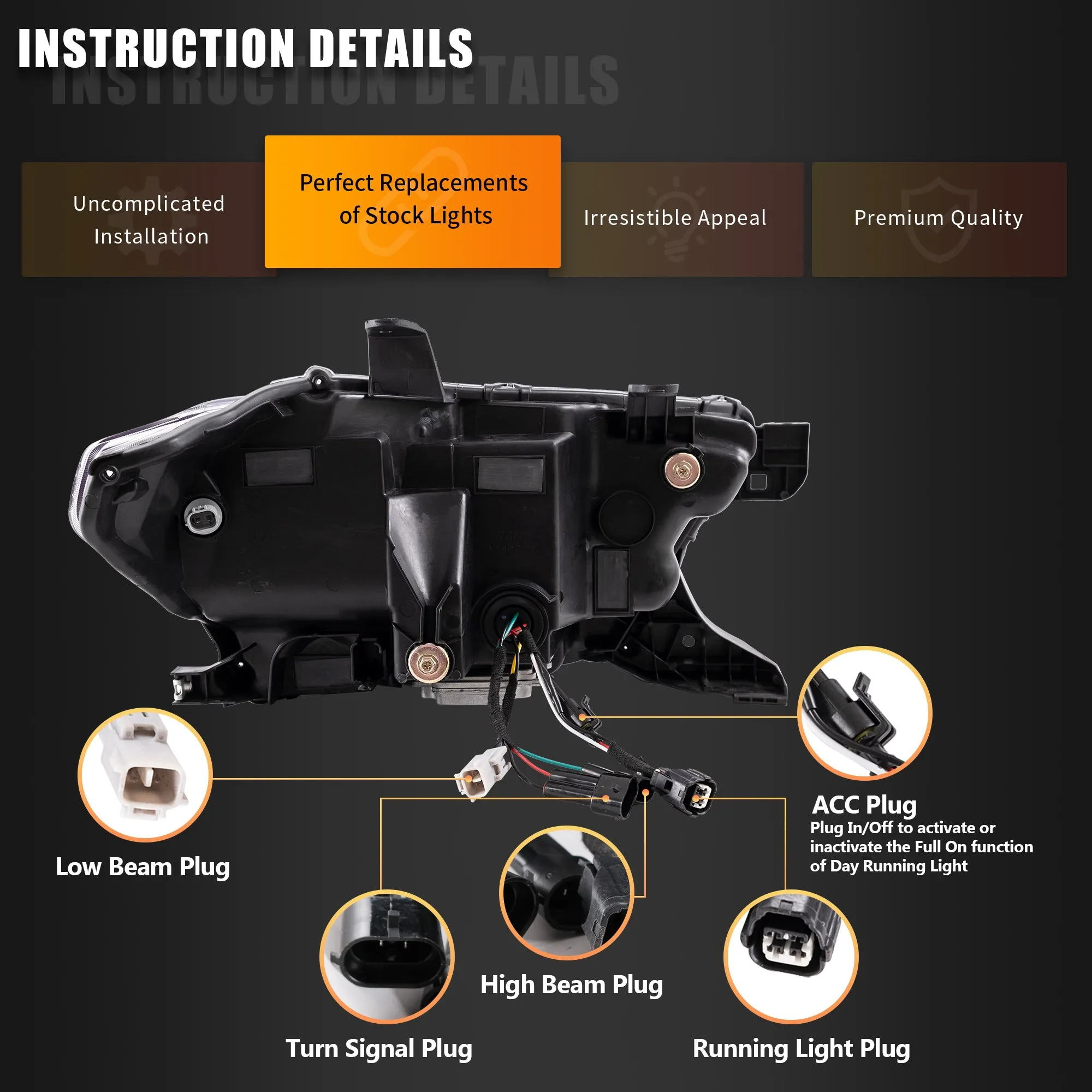 VLAND LED Matrix Projector Headlights For Toyota Tacoma N300 2015-2023 [DOT. SAE.]