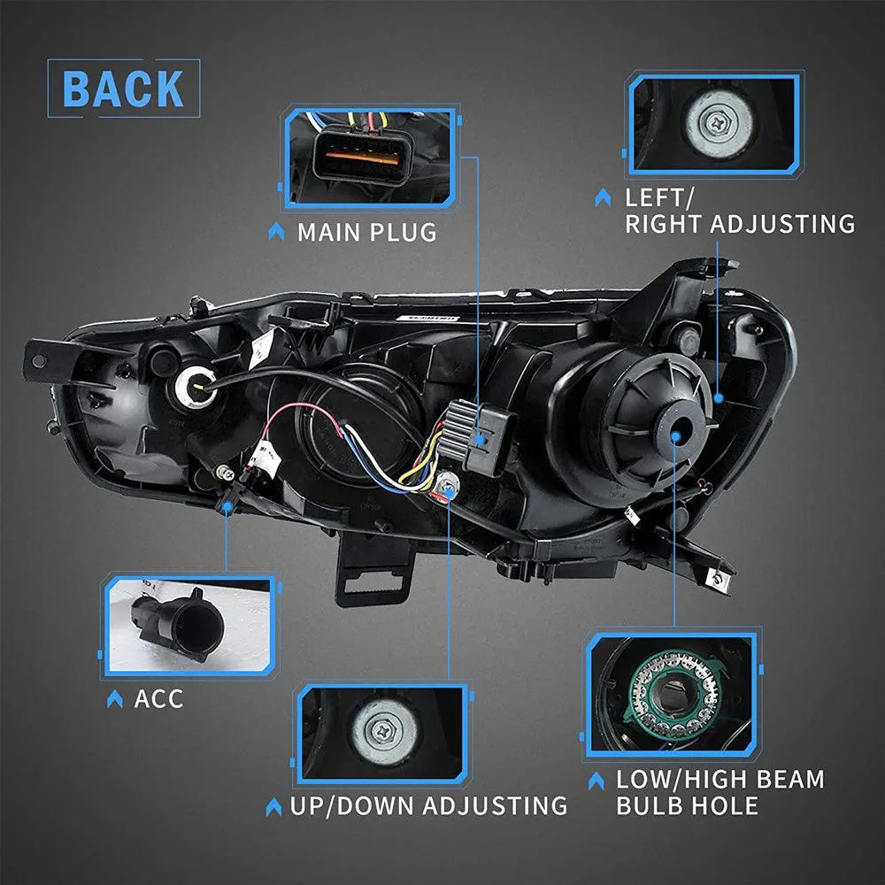 VLAND LED Projector Headlights For Mitsubishi Lancer GT EVO X 2008-2018 with Sequential Indicators