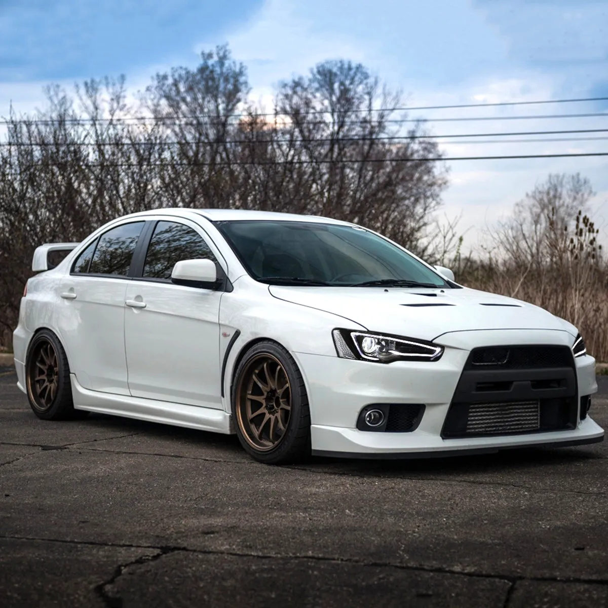 VLAND LED Projector Headlights For Mitsubishi Lancer GT EVO X 2008-2018 with Sequential Indicators