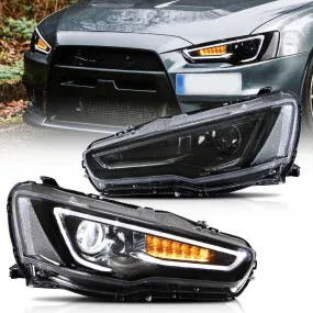 VLAND LED Projector Headlights For Mitsubishi Lancer GT EVO X 2008-2018 with Sequential Indicators