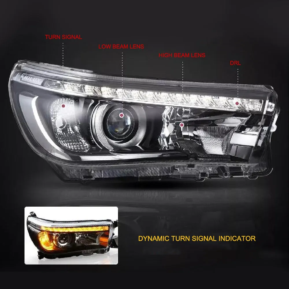 VLAND LED Projector Headlights For Toyota Hilux / Revo 8th Gen 2015-2020 With Sequential Indicators